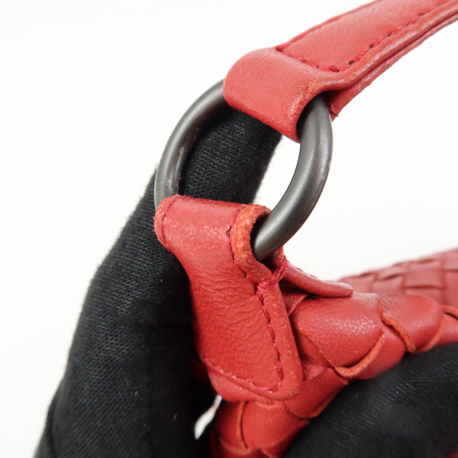 BOTTEGA VENETA Intrecciato Leather Hand Bag Shoulder Bag Red