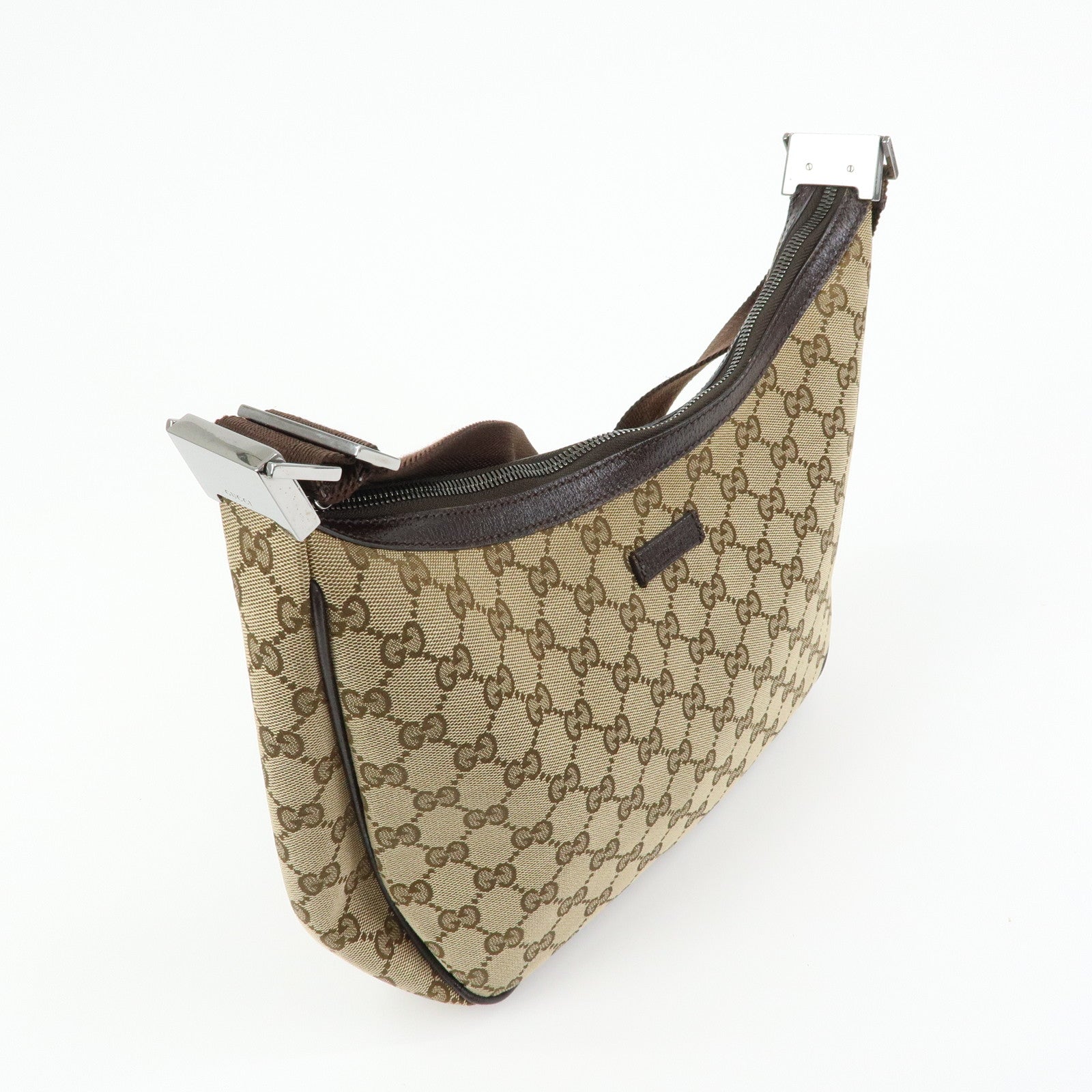 GUCCI GG Canvas Leather Shoulder Bag Crossbody Bag Beige 122790