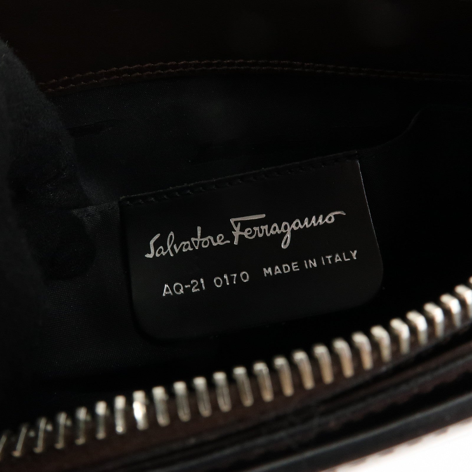 Ferragamo Gancini Leather Shoulder Bag Hand Bag Dark Brown