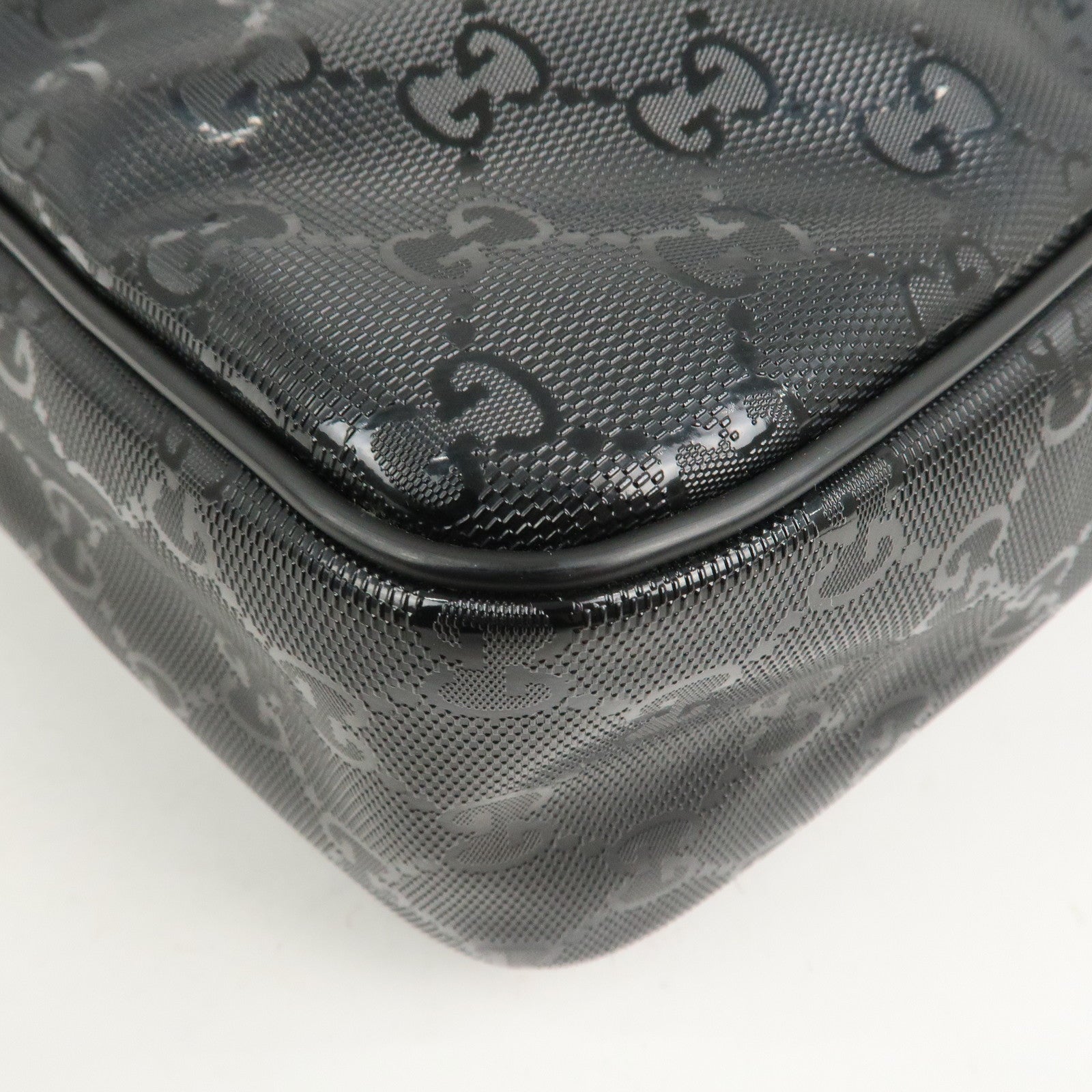 GUCCI GG Imprime Monogram PVC Shoulder Bag Cross Body Bag Black 201448