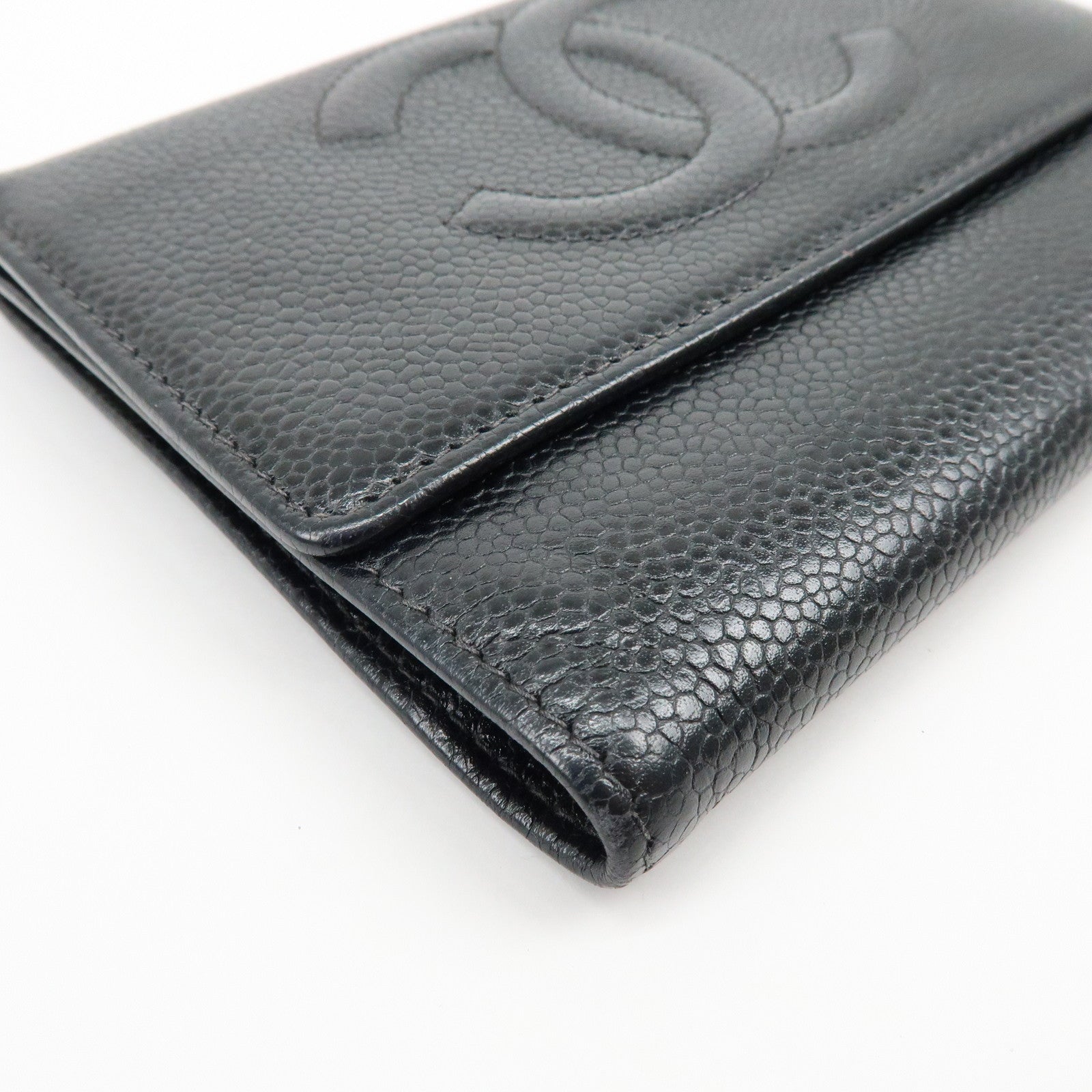 CHANEL COCO Mark Caviarskin Compact Flap Wallet Black