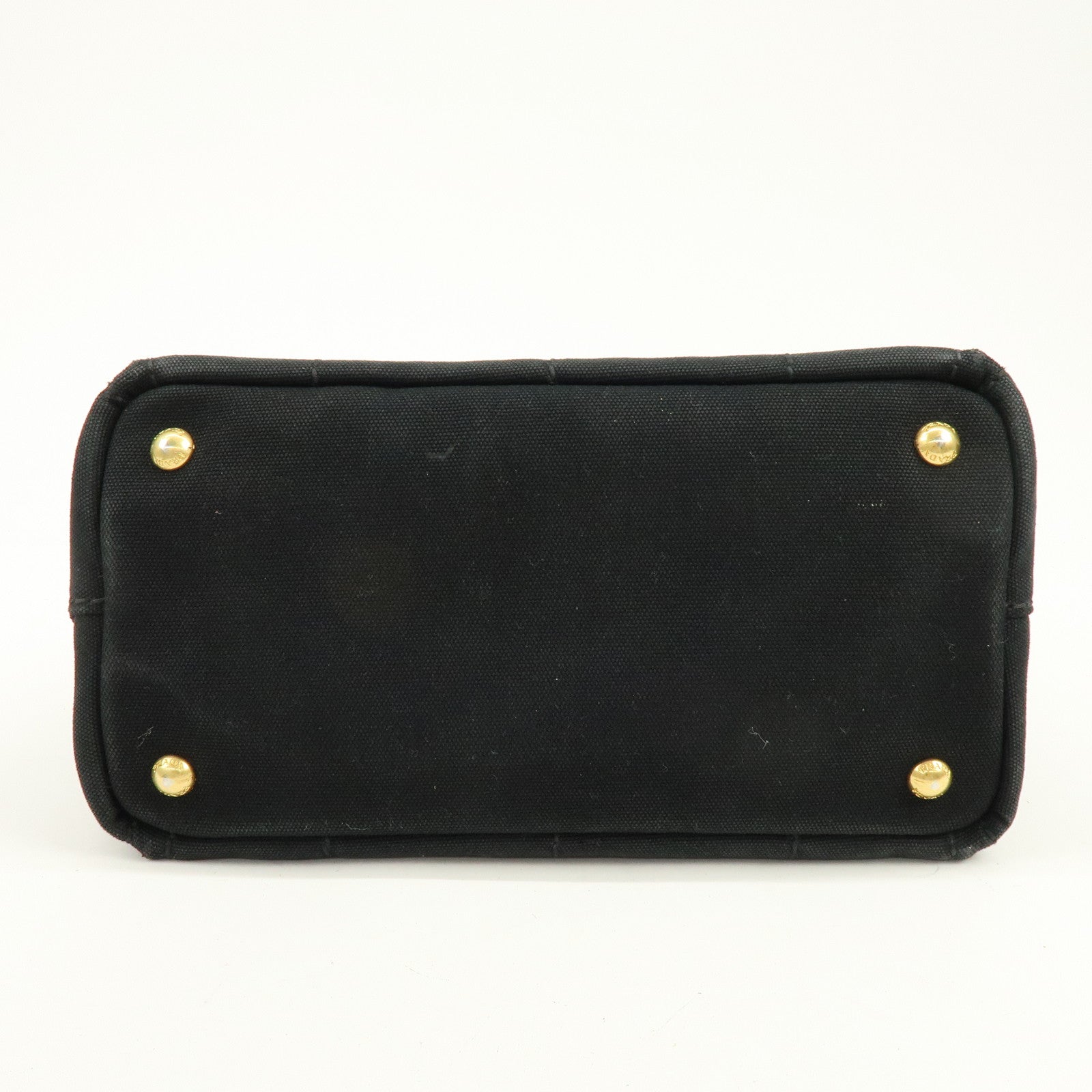 PRADA Triangle Logo Canapa Mini Canvas 2Way Hand Bag Black 1BG439