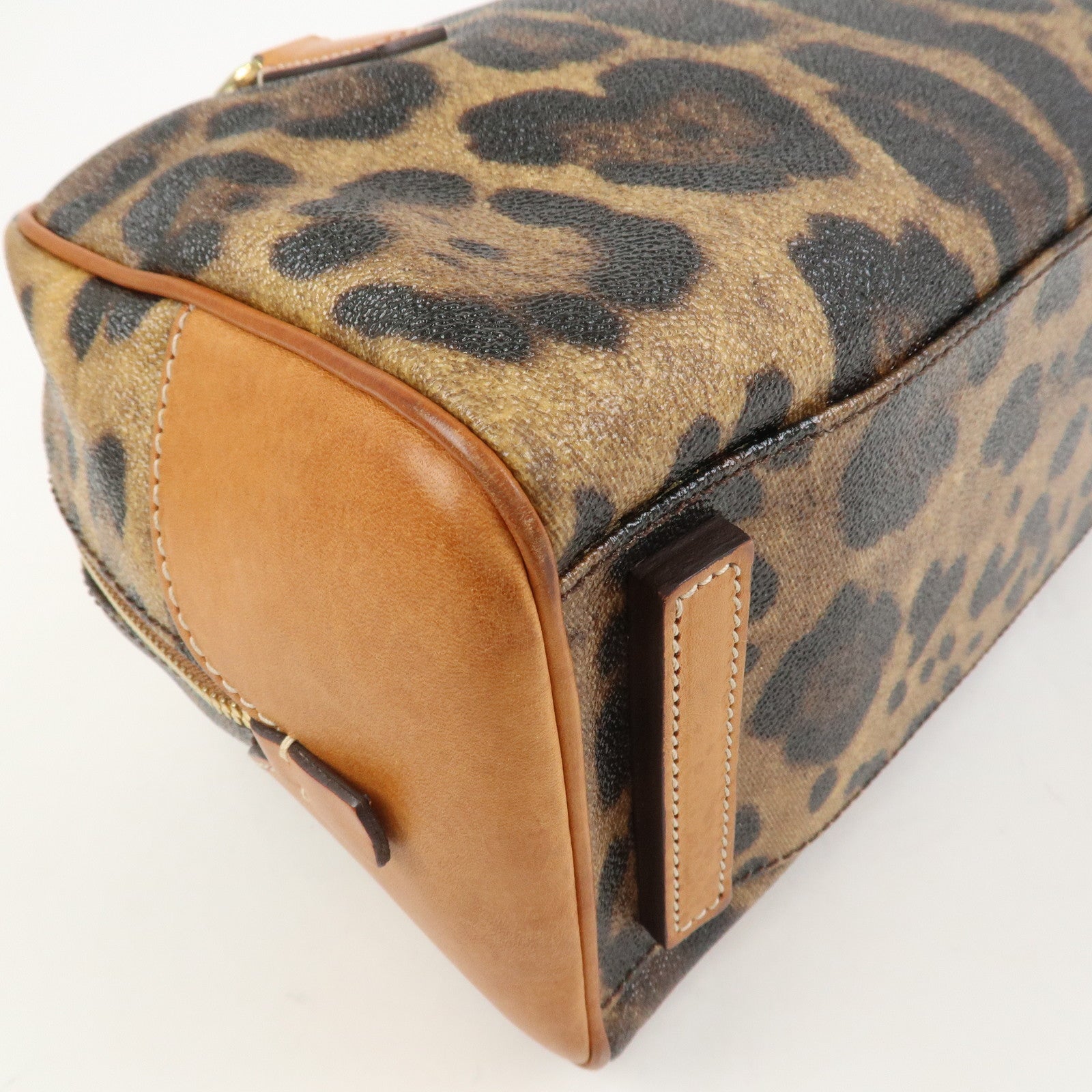 Dolce&Gabbana Leather Shoulder Bag Hand Bag Leopard Brown