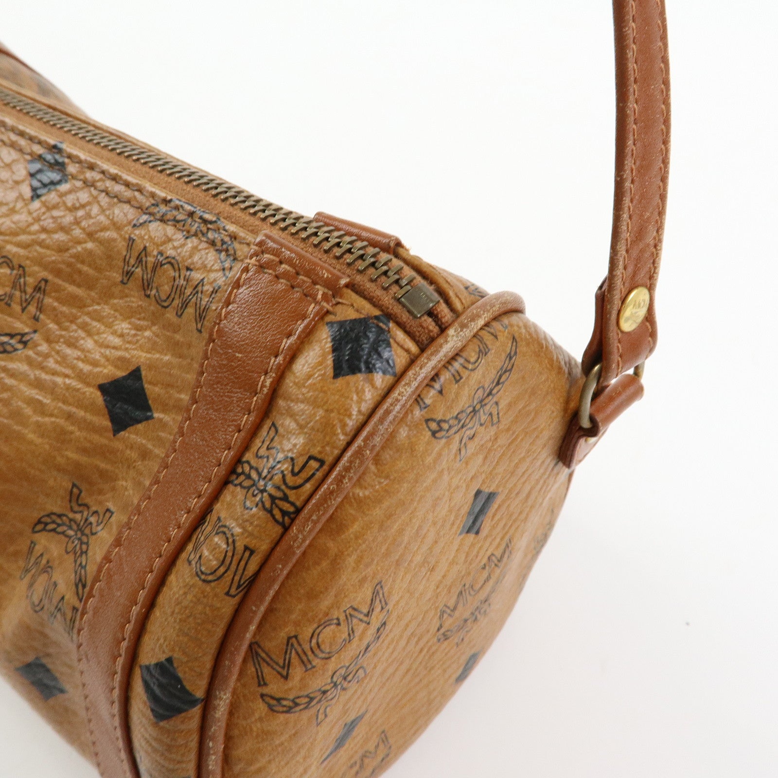 MCM Visetos PVC Leather Shoulder Bag Crossbody Bag Brown