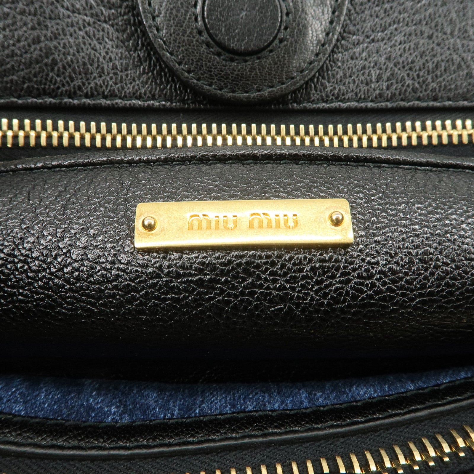 MIU MIU Matelasse Leather 2Way Shoulder Hand Bag Blue RN1069 Used