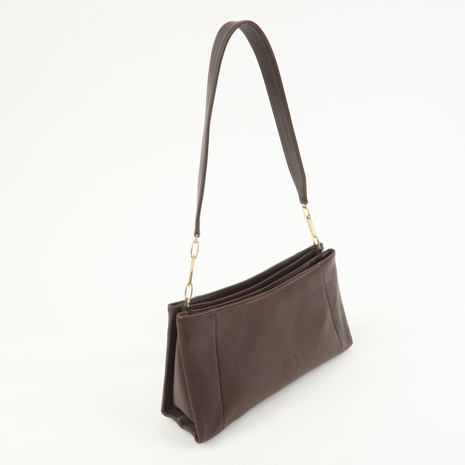 LOEWE Anagram Lamb Skin Shoulder Bag Hand Bag Brown