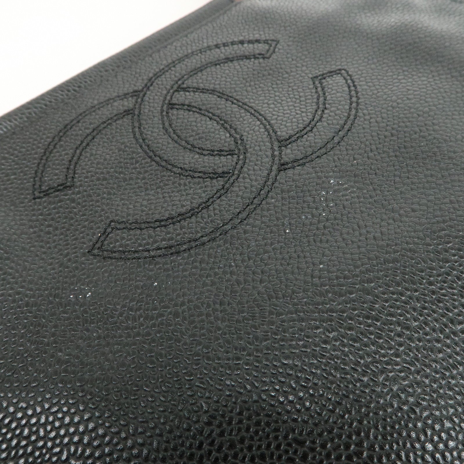 CHANEL COCO Mark Caviarskin Hand Bag Black Brown