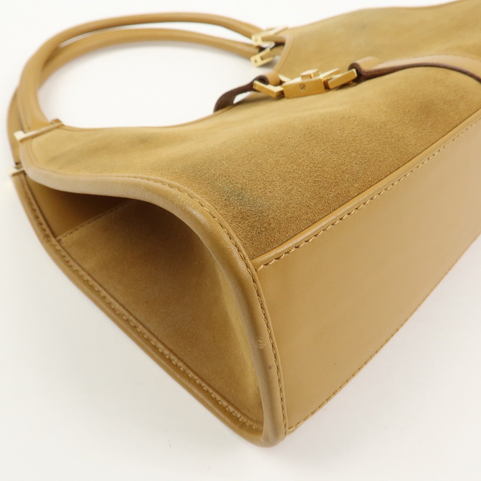 GUCCI Jackie Suede Leather Shoulder Bag Hand Bag Camel 002･1068