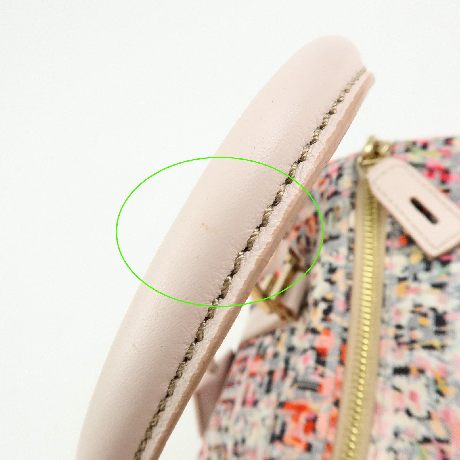 FENDI Zucchino Flower Print Canvas Leather Boston Bag Pink 8BL068