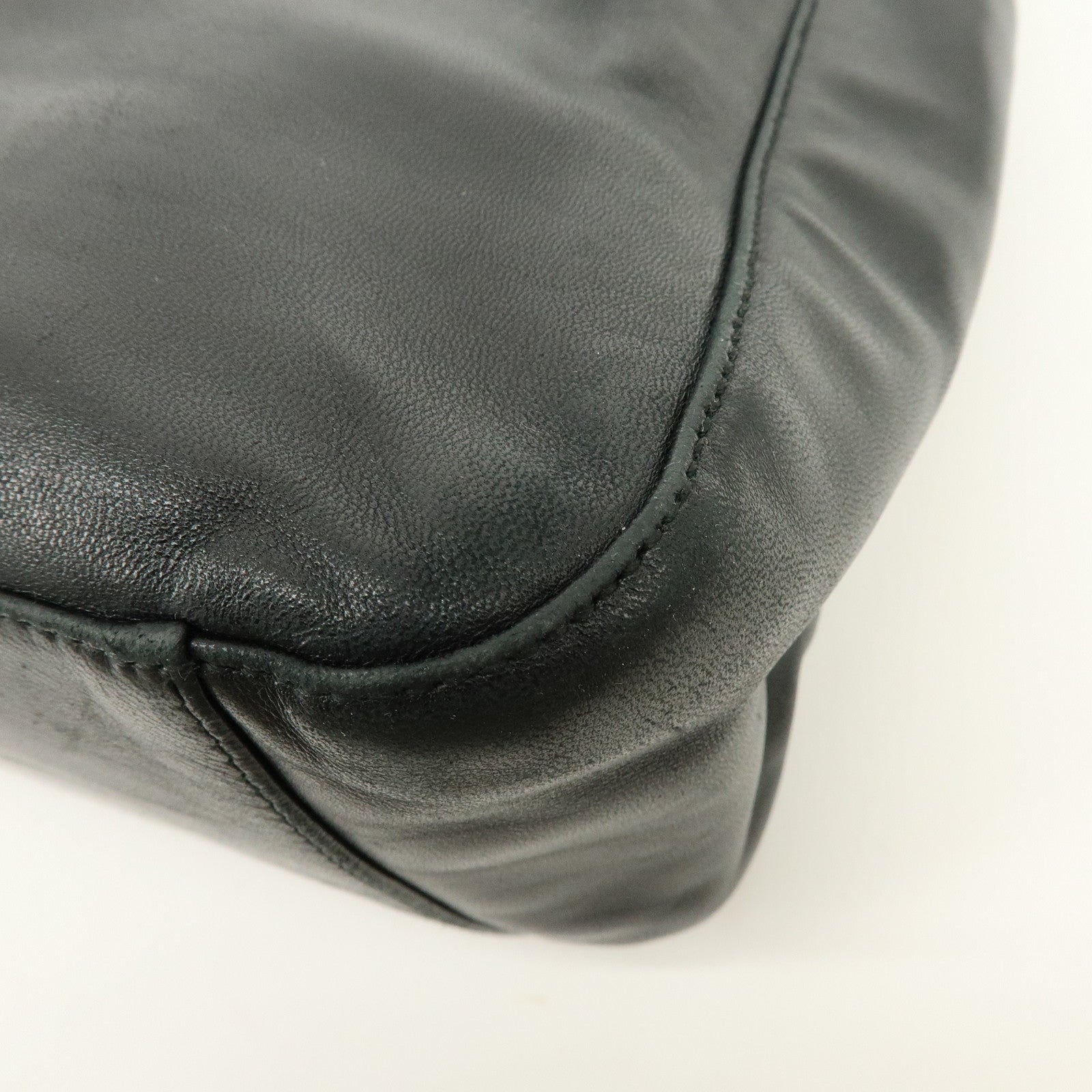 PRADA Leather Plastic Hobo Shoulder Bag Hand Bag Black