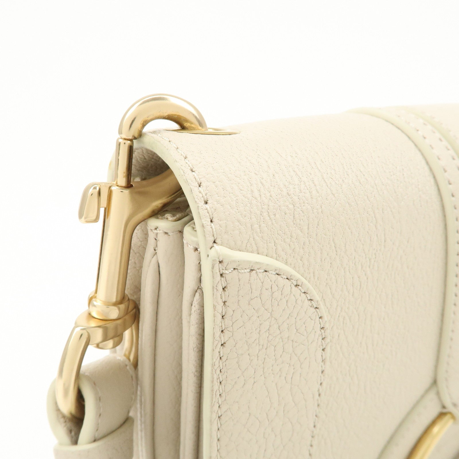 Chole See by Chloé Hana Leather Shoulder Bag Ivory Gold