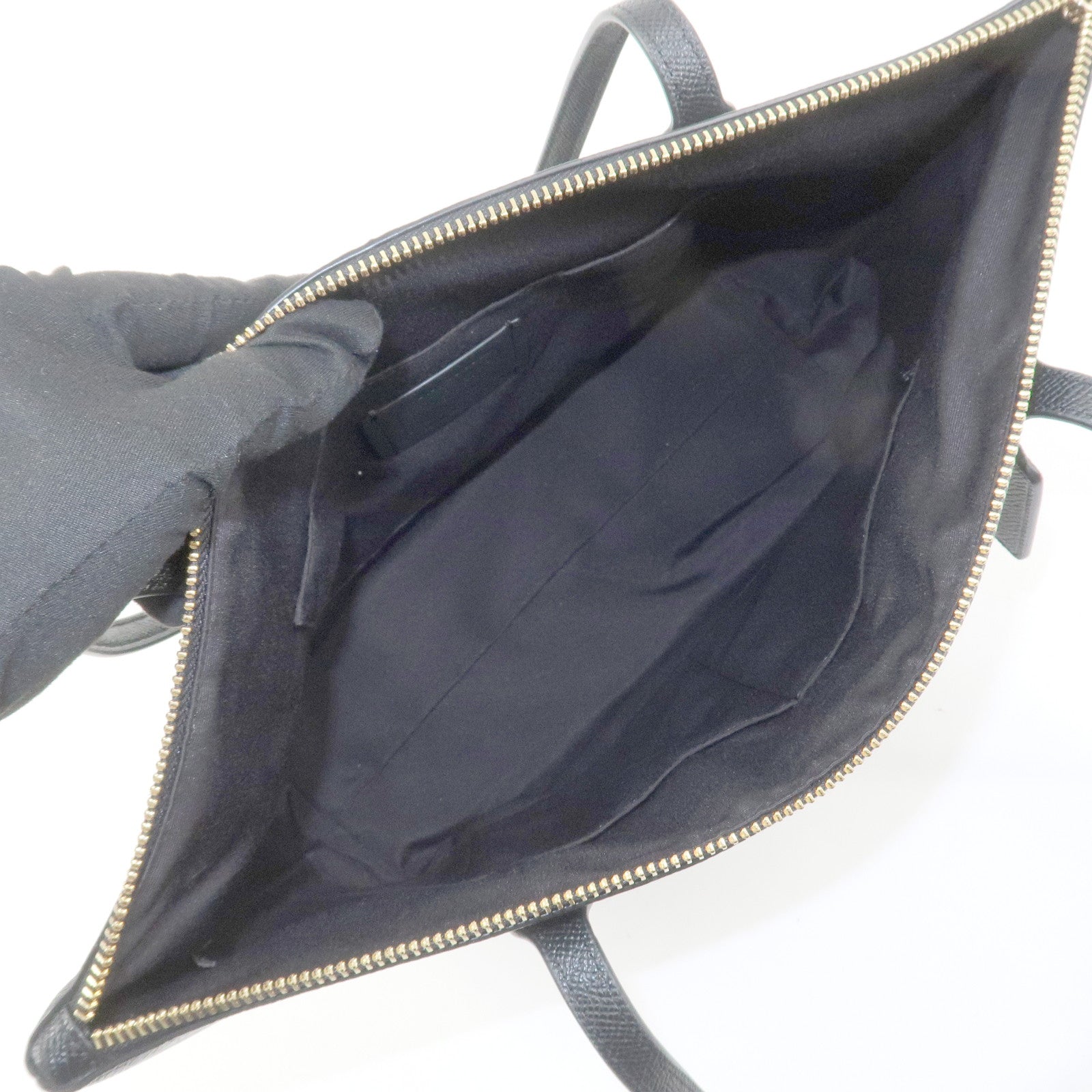 COACH Leather Tote Bag Shoulder Bag Black