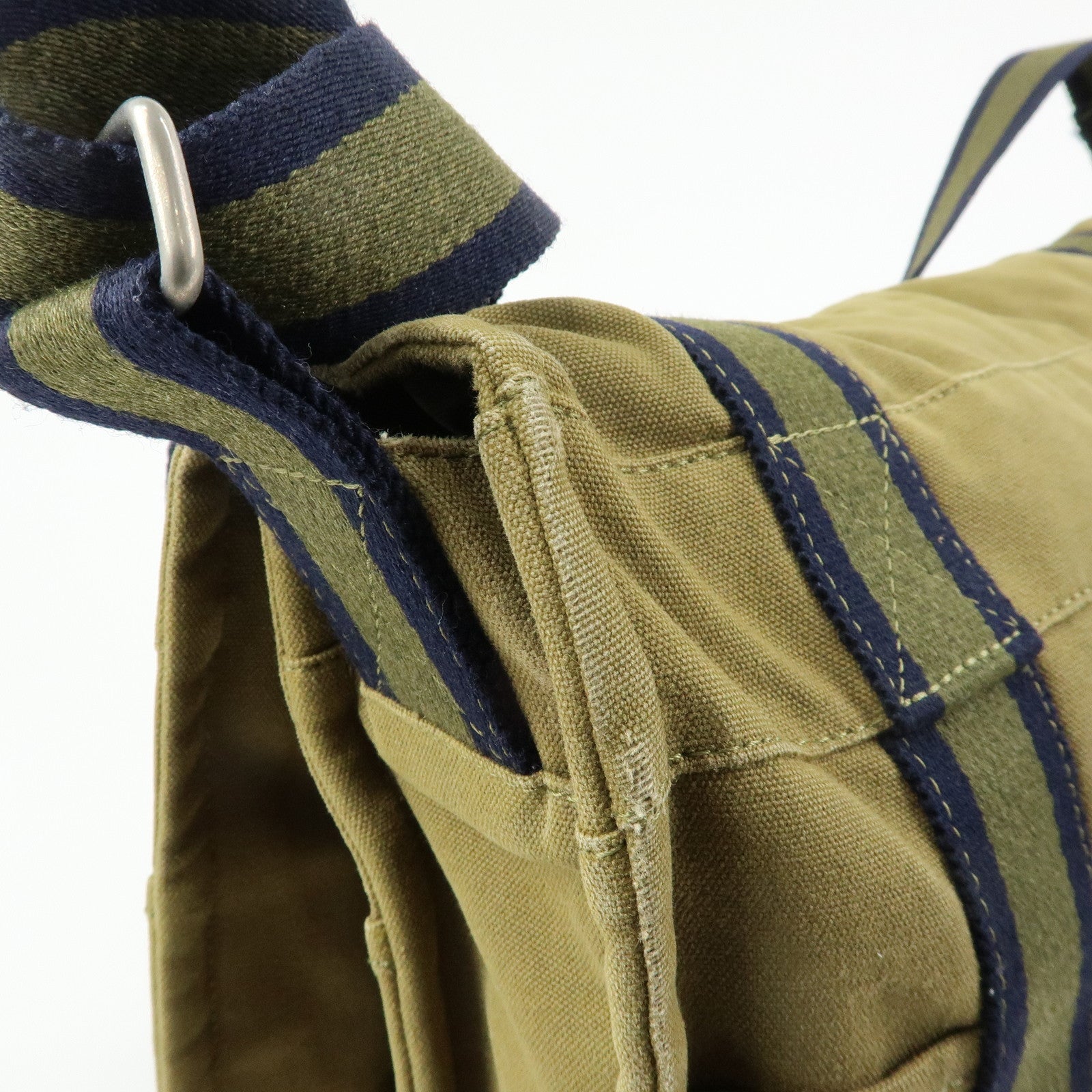 HERMES Fourre Tout Bassas MM Cotton Shoulder Bag Khaki