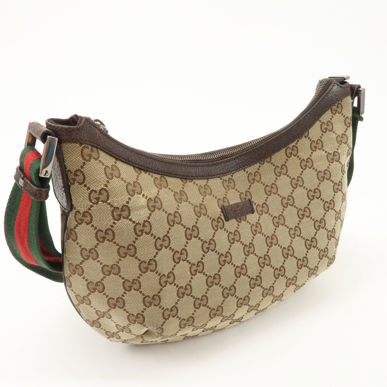 GUCCI Sherry GG Canvas Leather Shoulder Bag Beige Brown 181092