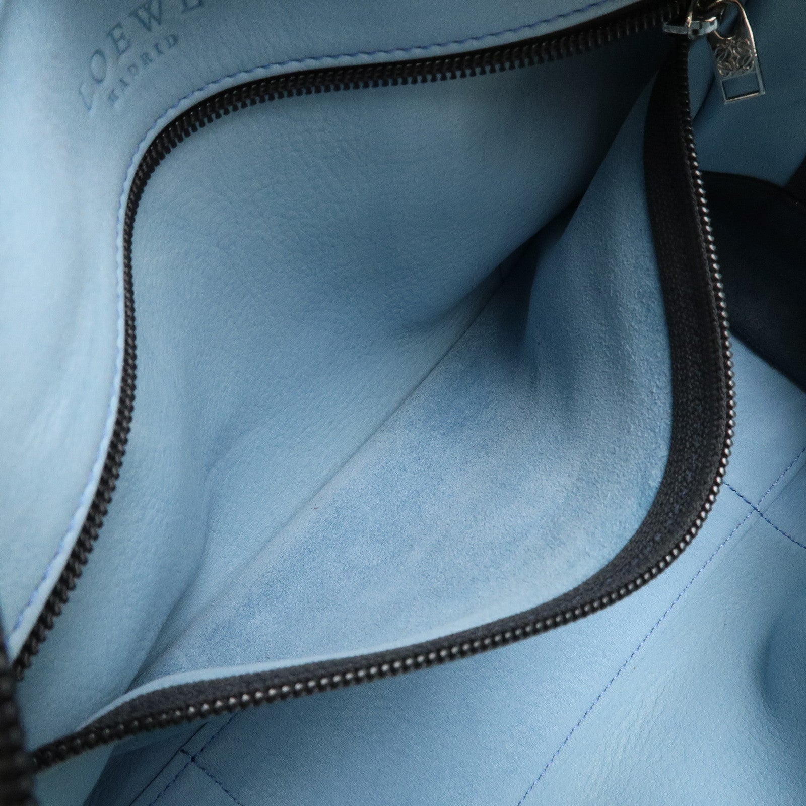 LOEWE Anagram Suede Leather Amazona 28 Hand Bag Blue