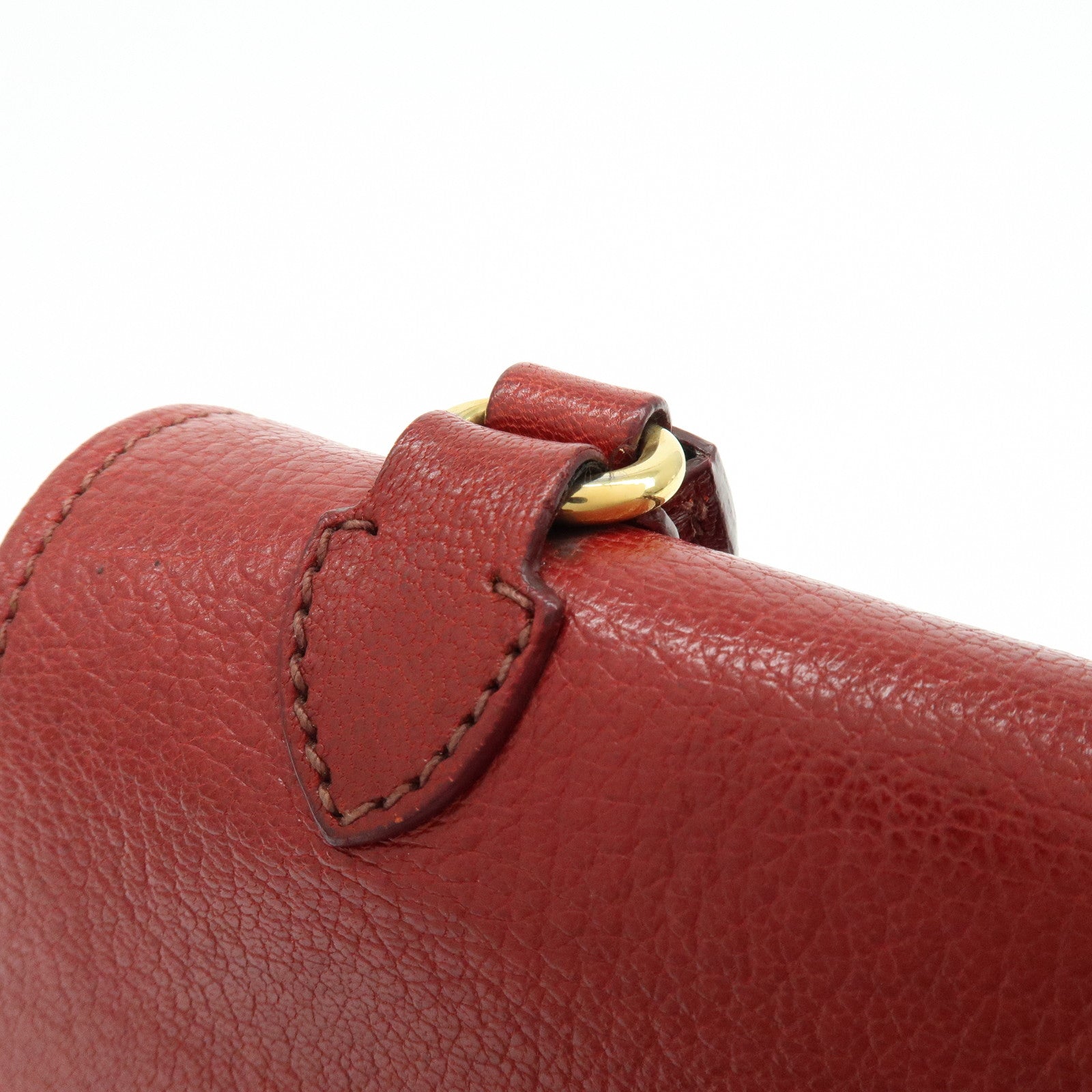 MIU MIU Madras Leather 2Way Bag Hand Bag Shoulder Bag Red Orange