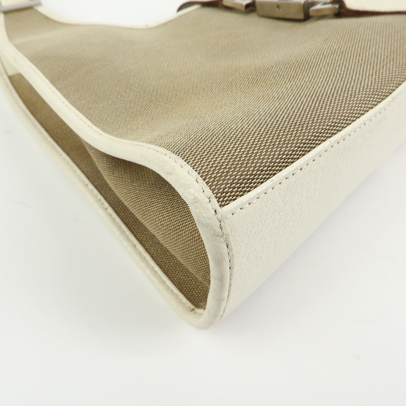 GUCCI Jackie Canvas Leather Shoulder Bag Hand Bag Beige 002.1067