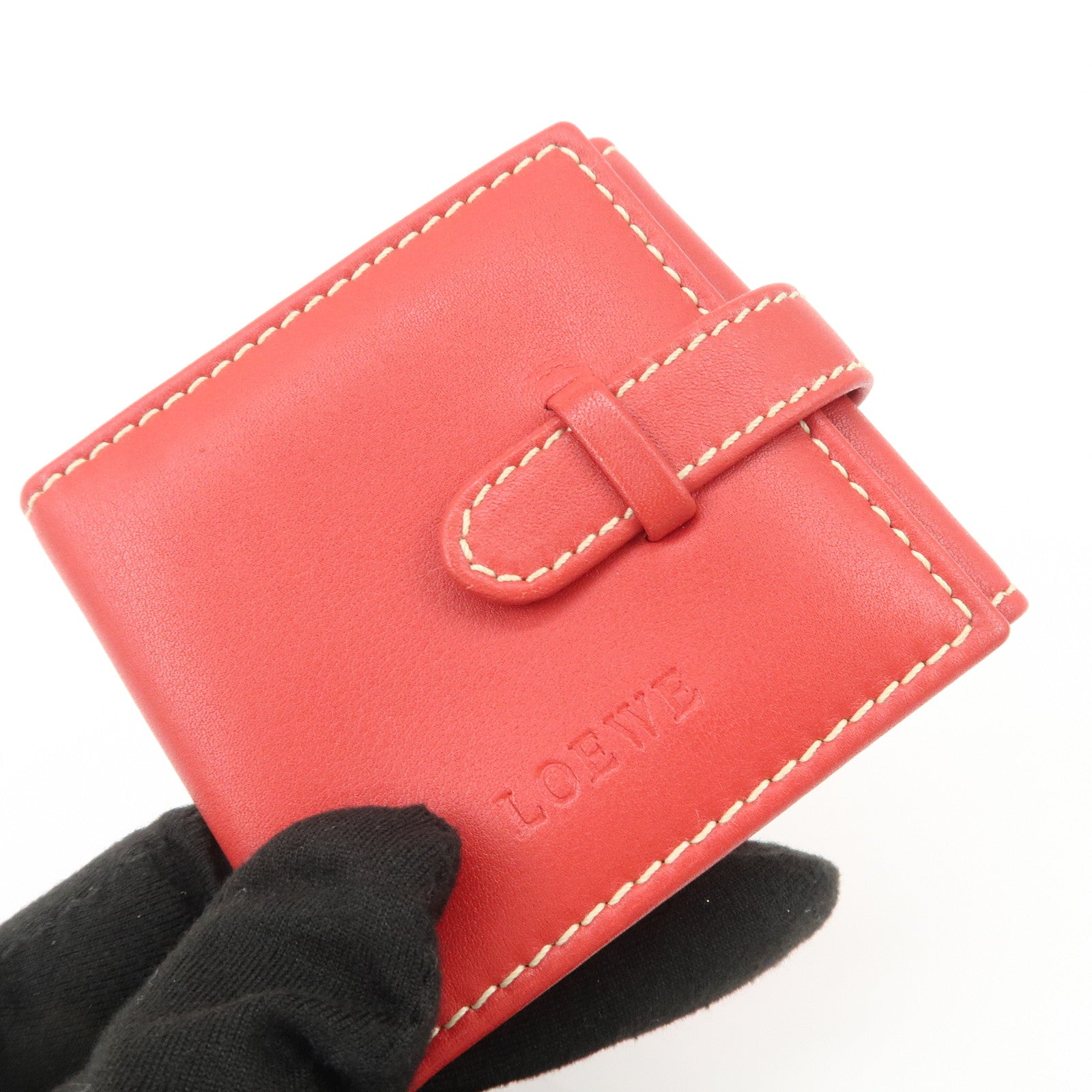 LOEWE Leather Tri-Fold Square Photo Case  Red
