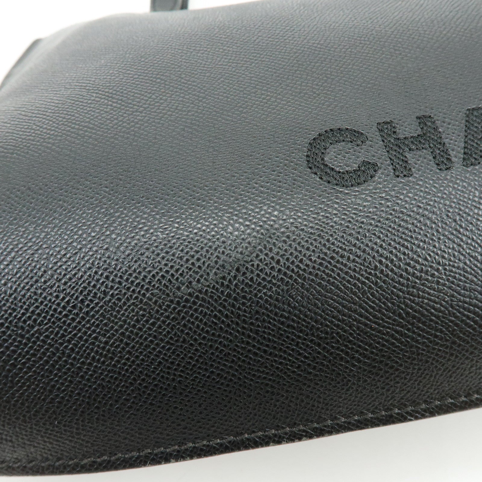 CHANEL Calf Skin Tote Bag Shoulder Bag Black