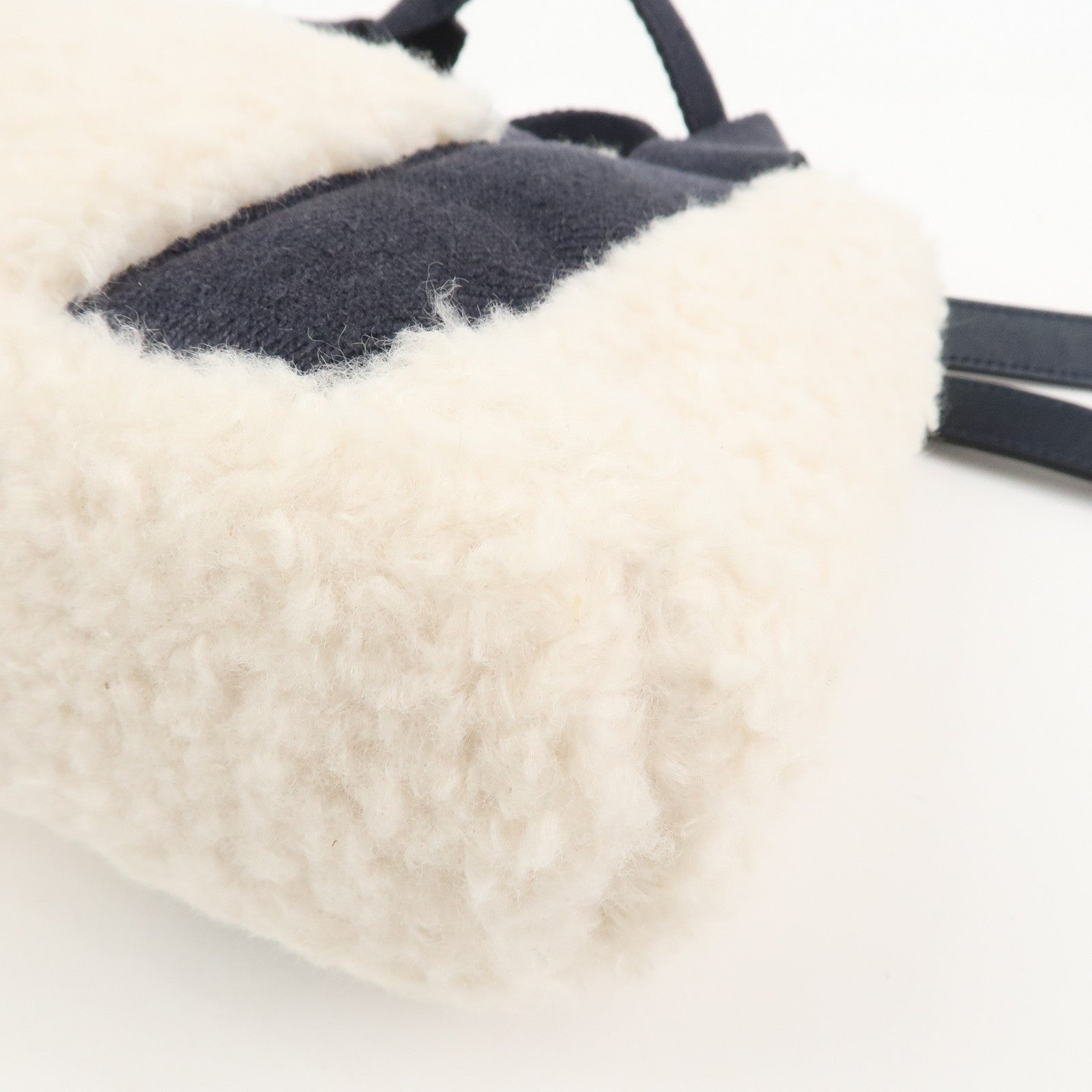 Chloe Fur Leather 2Way Bag Shoulder Bag Hand Bag Ivory Navy