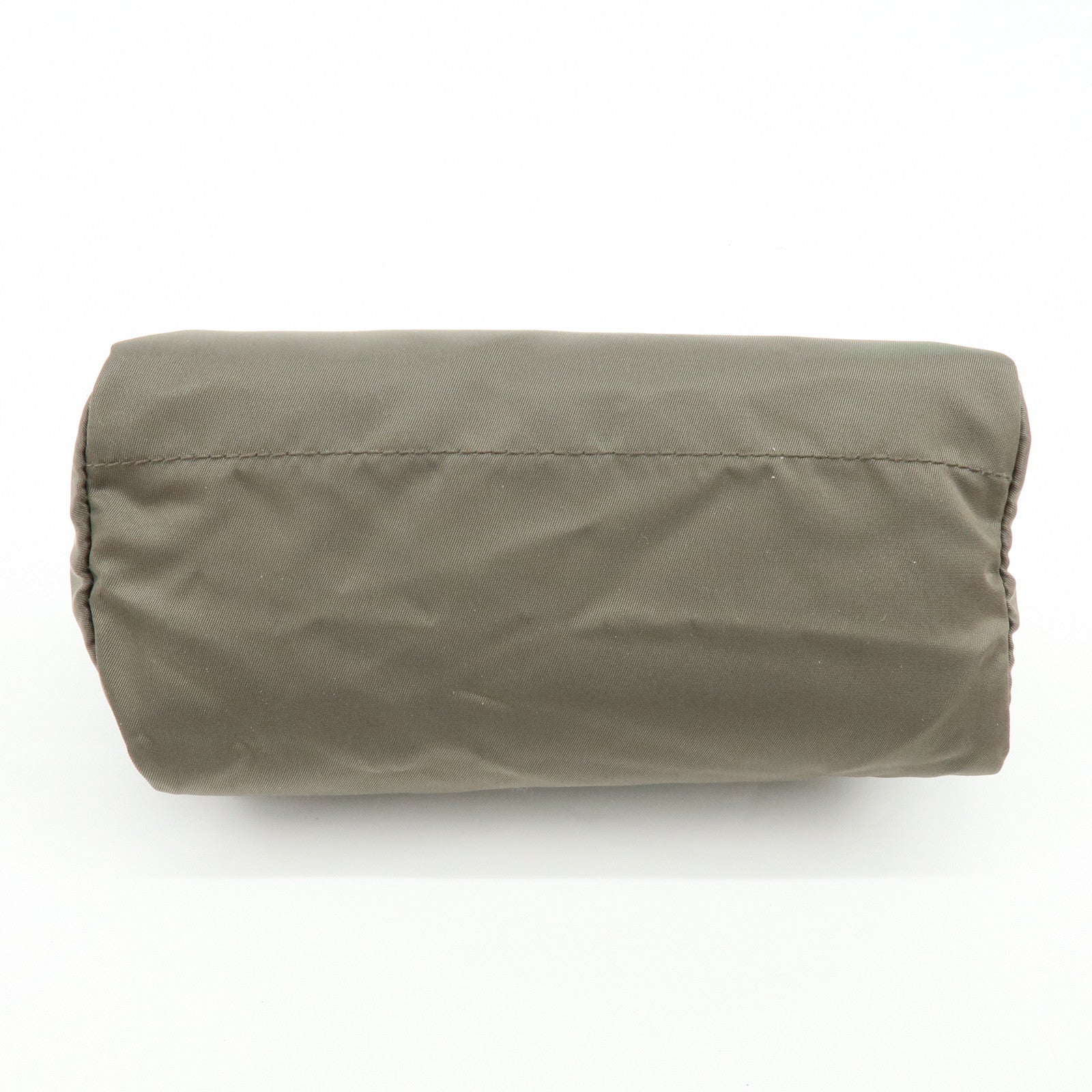 PRADA Triangle Logo Set of 2 Nylon Pouch Cosmetic Pouch Red Khaki