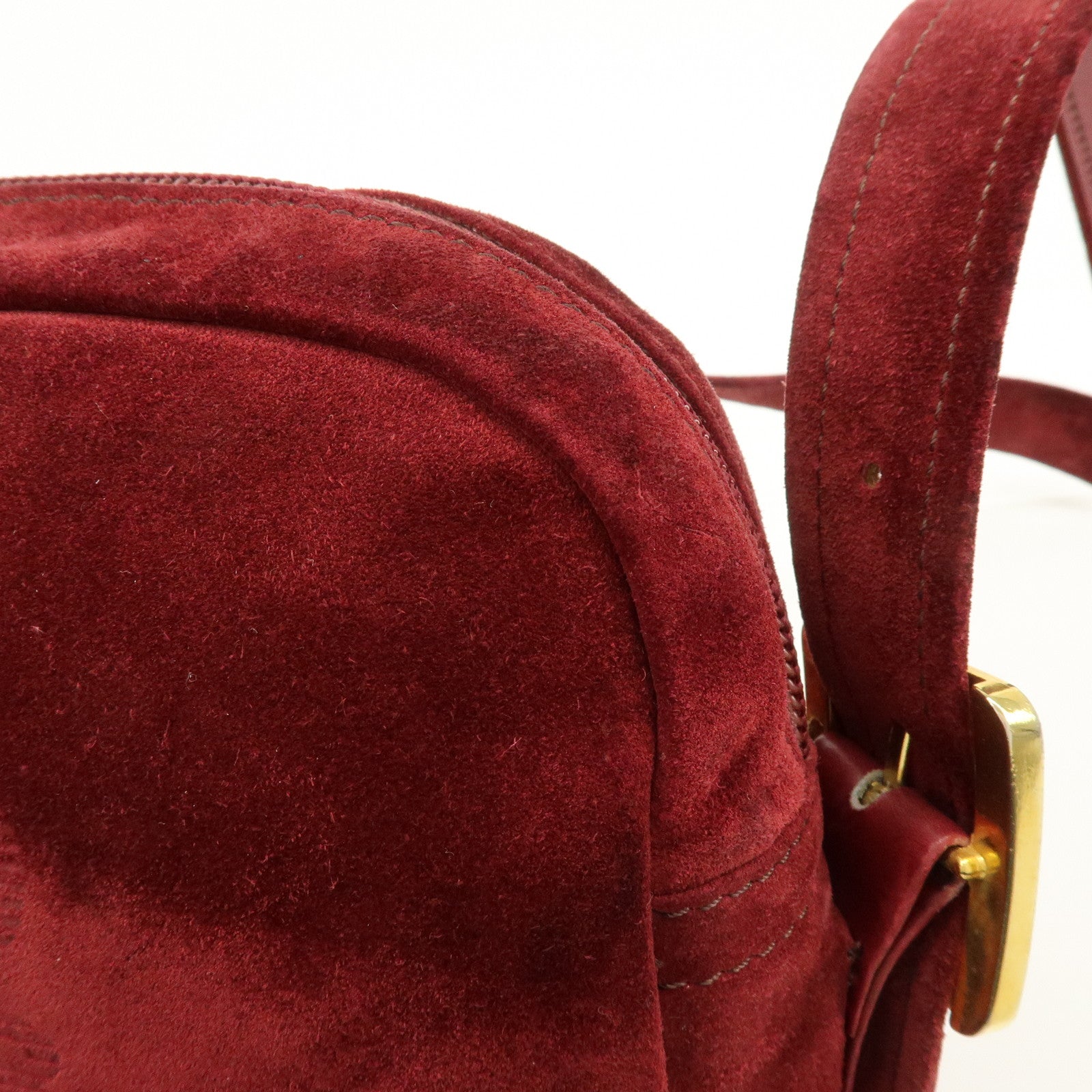 LOEWE Anagram Suede Shoulder Bag Crossbody Bag Bordeaux