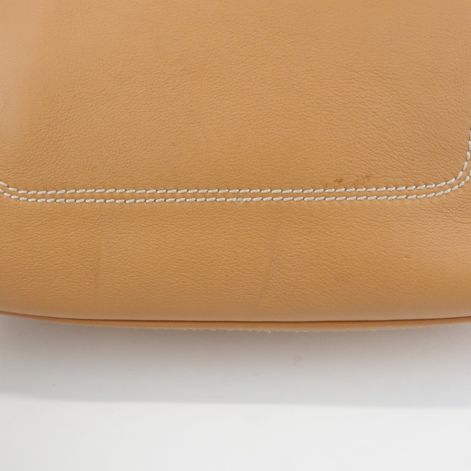 Ferragamo Gancini Leather Shoulder Bag Light Brown Silver HDW Used