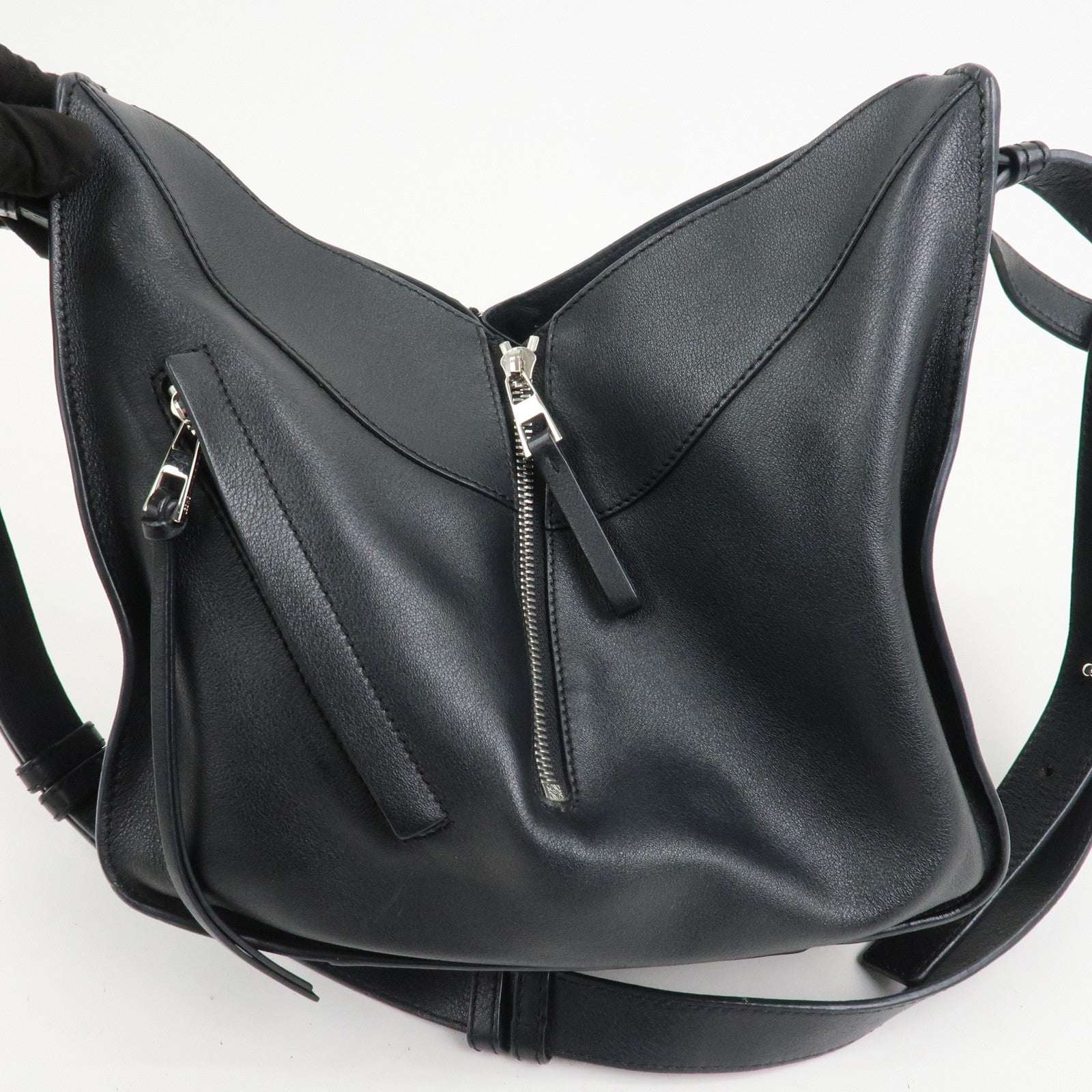 LOEWE Anagram Leather Hammock Small Shoulder Bag Black