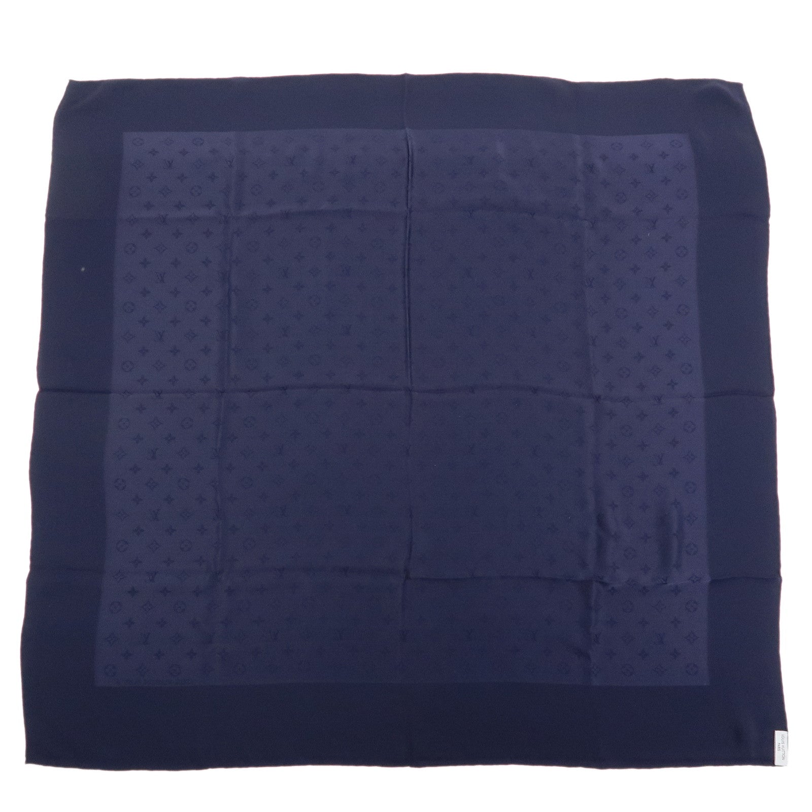 Louis Vuitton Monogram Silk100% Scarf Stole Shawl Navy