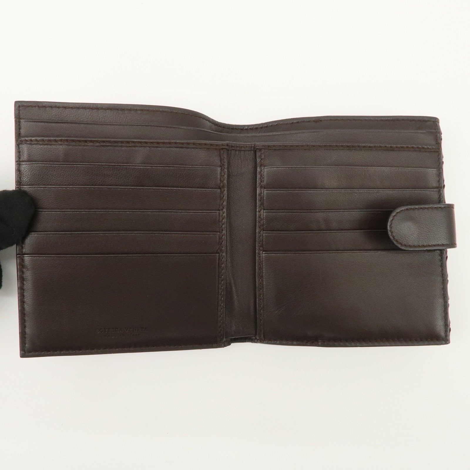 Bottega Veneta Intrecciato Leather Bi-fold Comact Wallet Brown