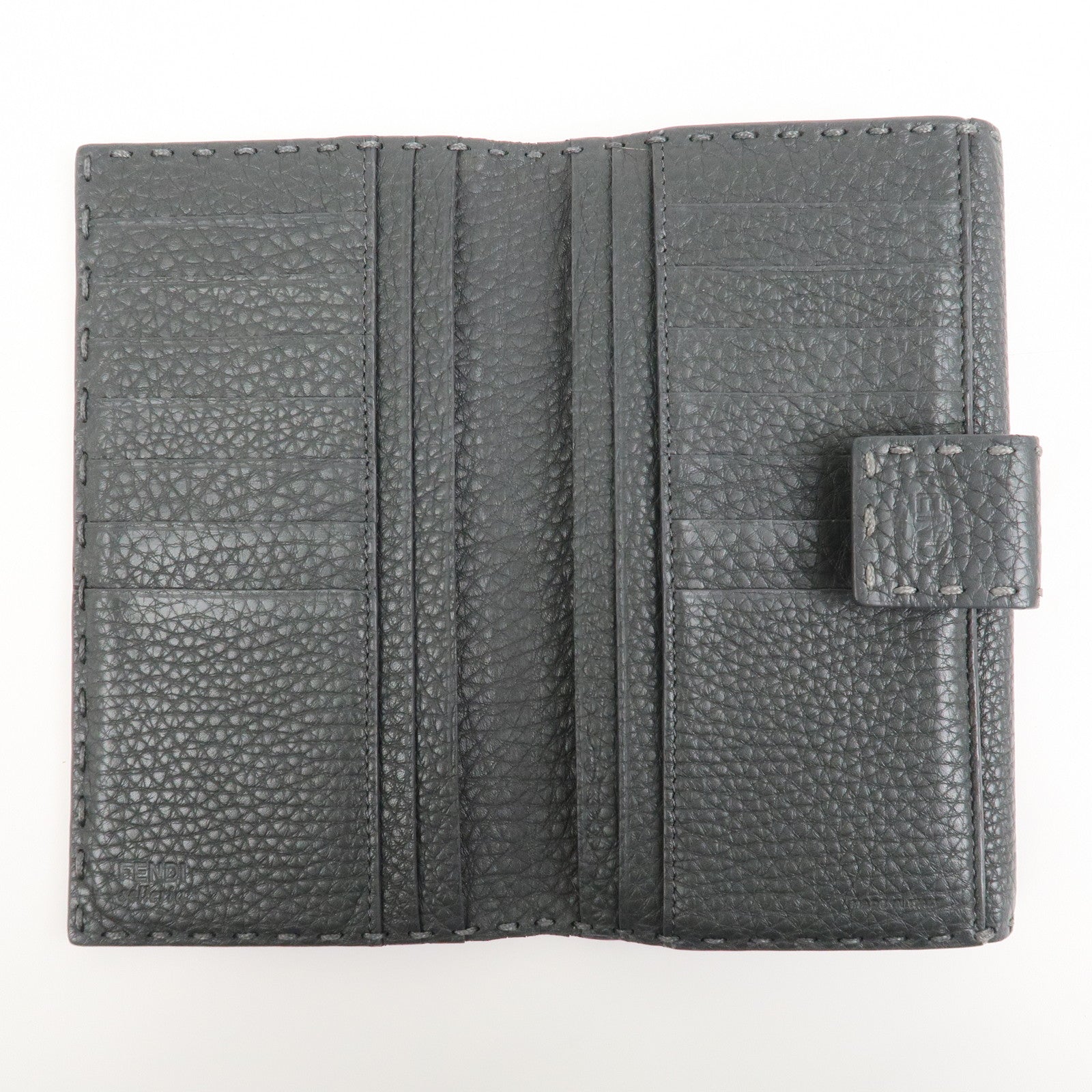 FENDI Seleria Leather Peekaboo Long Wallet Gray 8M0308