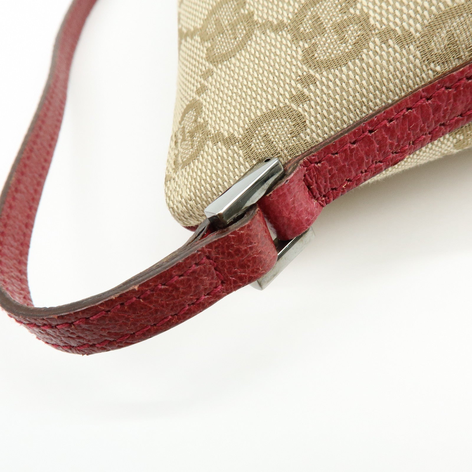 GUCCI Boat Bag GG Canvas Leather Hand Bag Beige Pink 07198