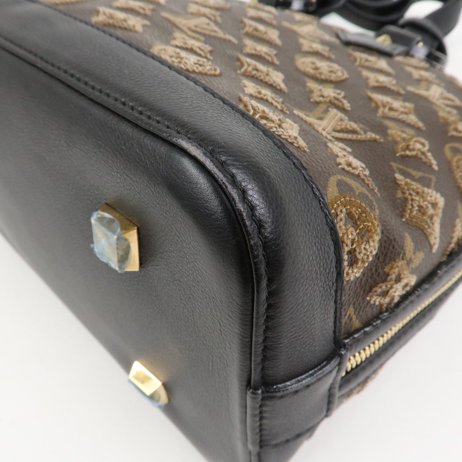 Louis Vuitton Monogram Eclipse Alma Hand Bag Ambre Brown M40245