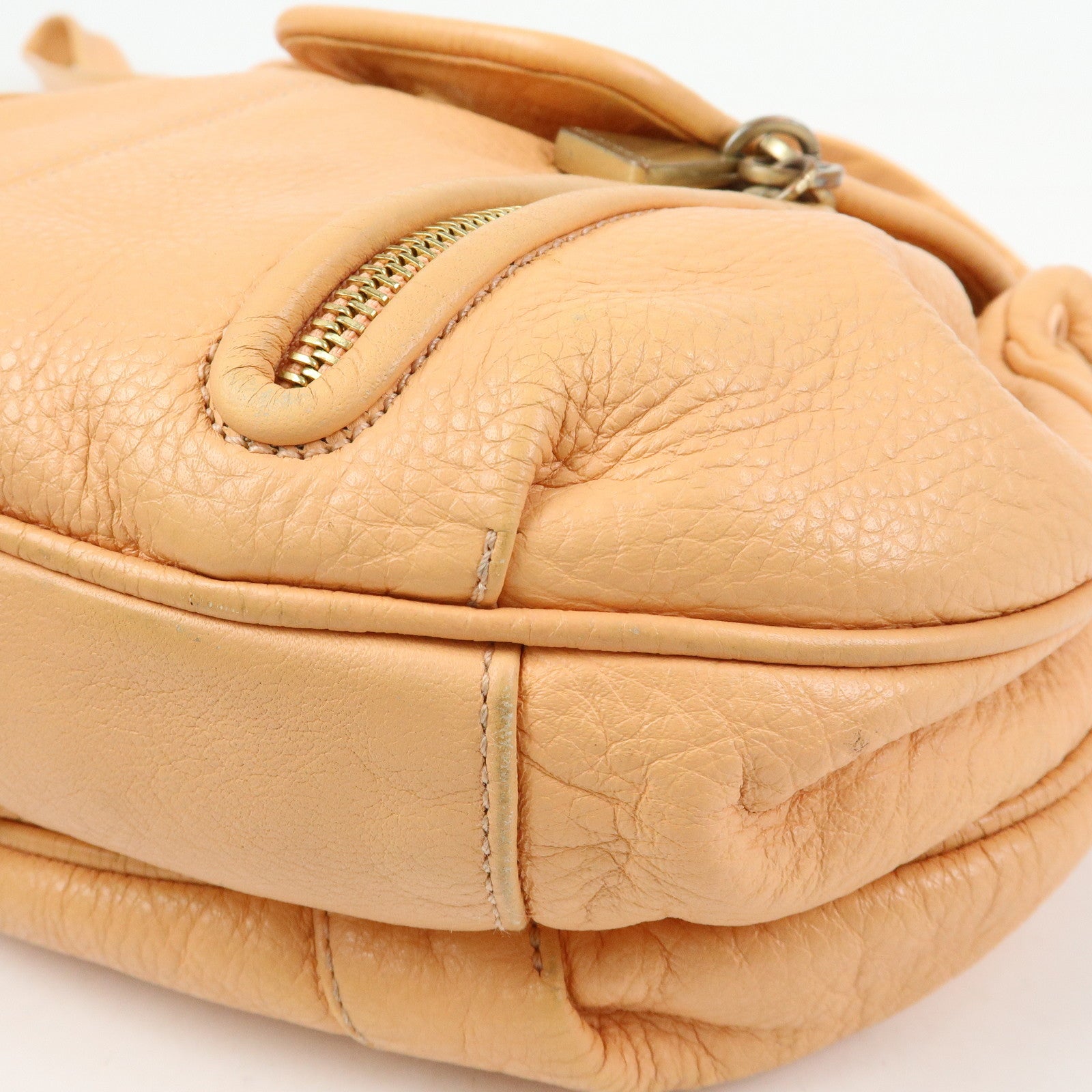Chloe See by Chloe Leather Shoulder Bag Crossbody Bag Orange Beige