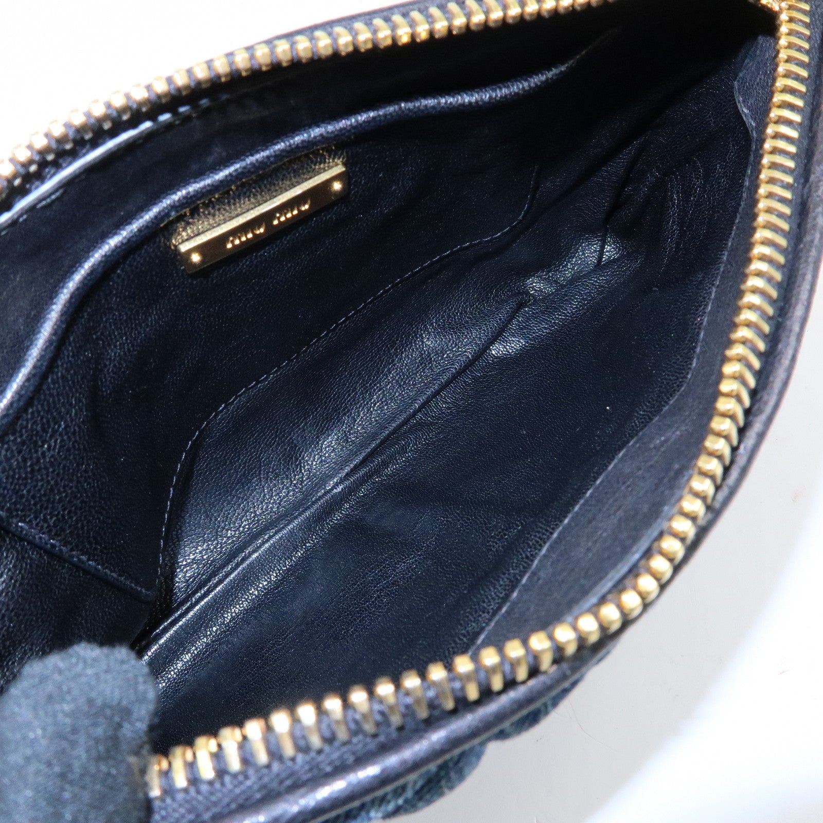 MIU MIU Denim Leather Chain Biker 2Way Bag Hand Bag Shoulder Bag RP0374