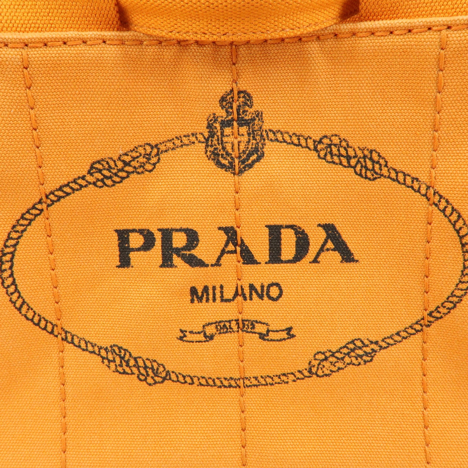 PRADA Triangle Logo Canapa Mini Canvas Tote Hand Bag Orange BN2439