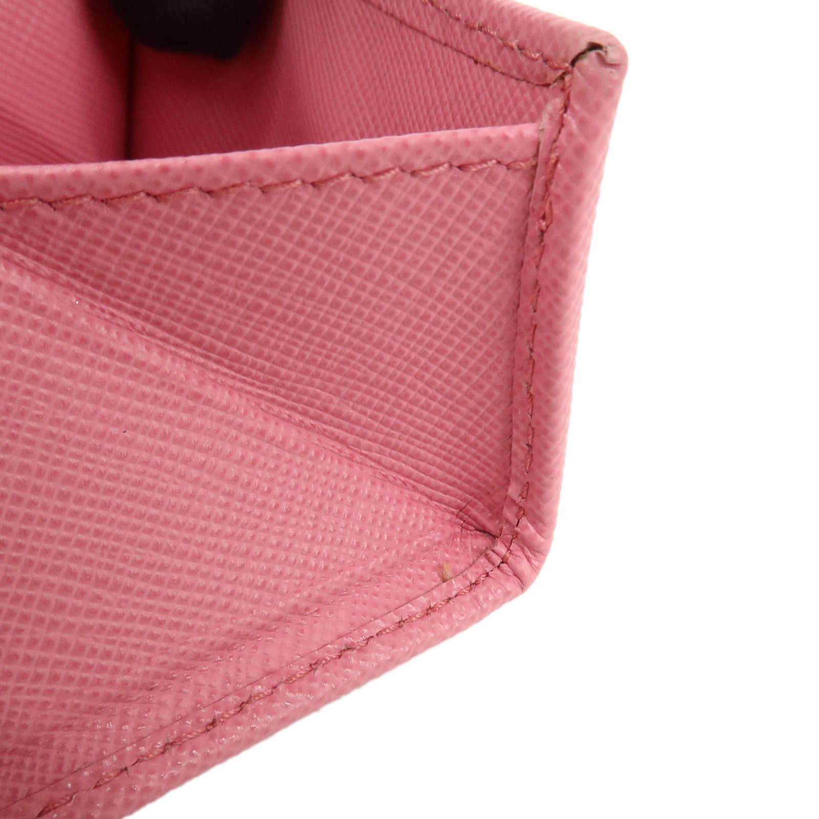 PRADA Triangle Logo Saffiano Leather Coin Case Pink 1M0935