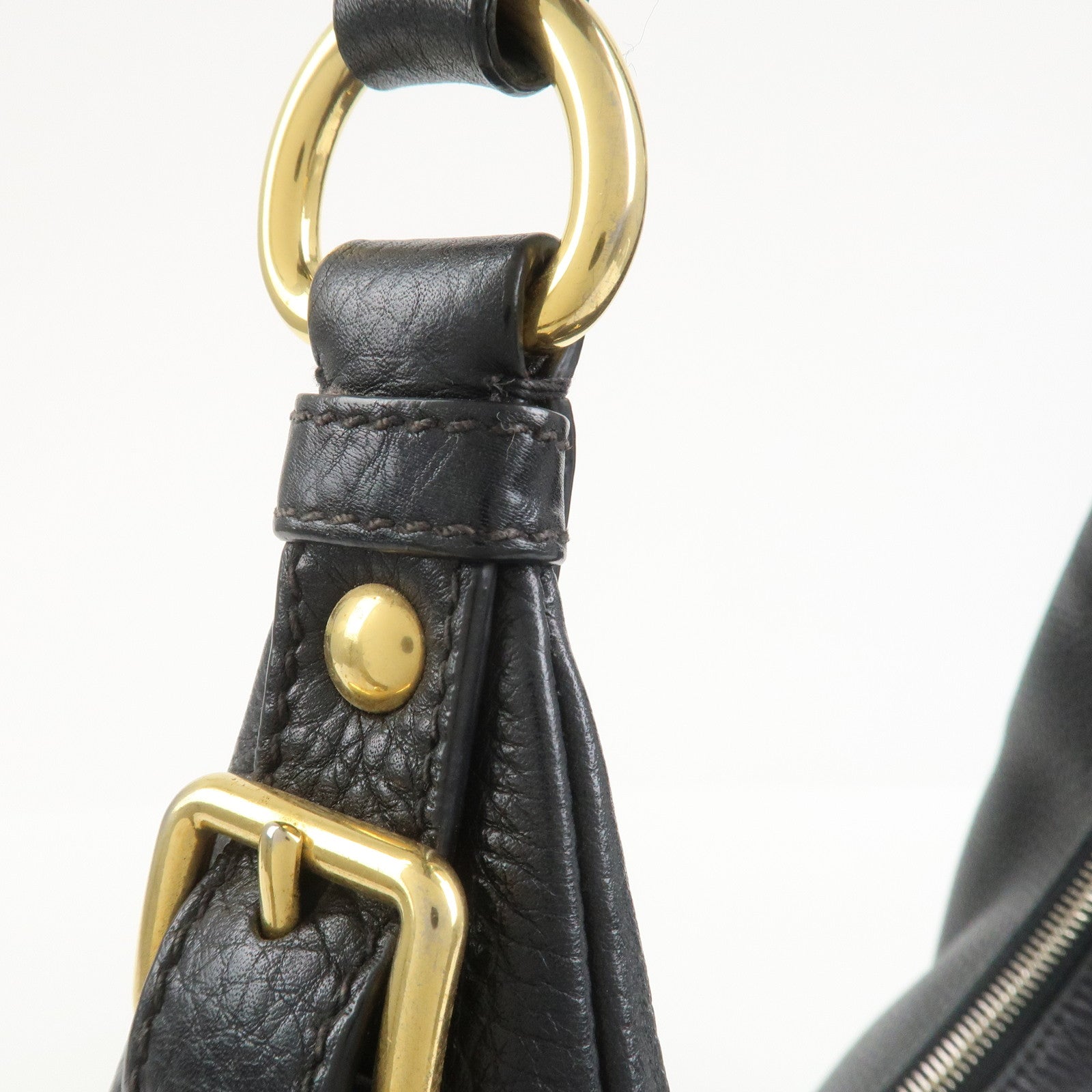 PRADA Leather Shoulder Bag Hand Bag Black BR4311