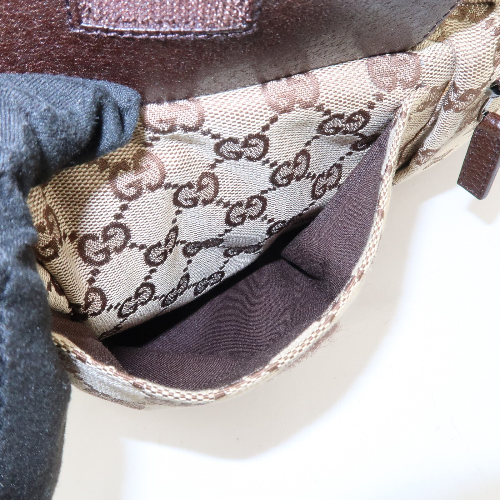 GUCCI GG Canvas Leather Waist Bag Crossbody Bag Beige Brown 28566 Used