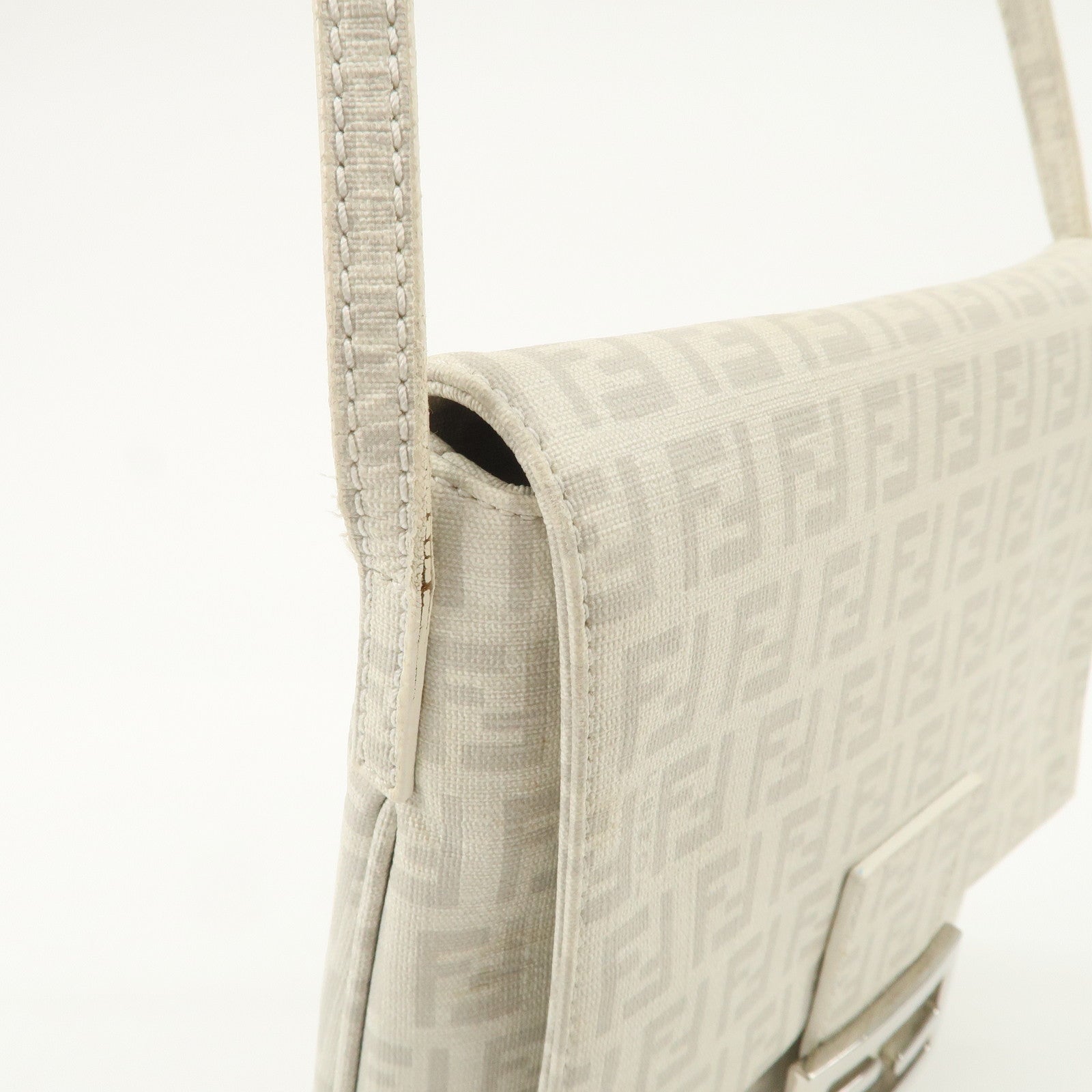 FENDI Zucchino PVC Leather Shoulder Bag Crossbody Bag White 8BT075