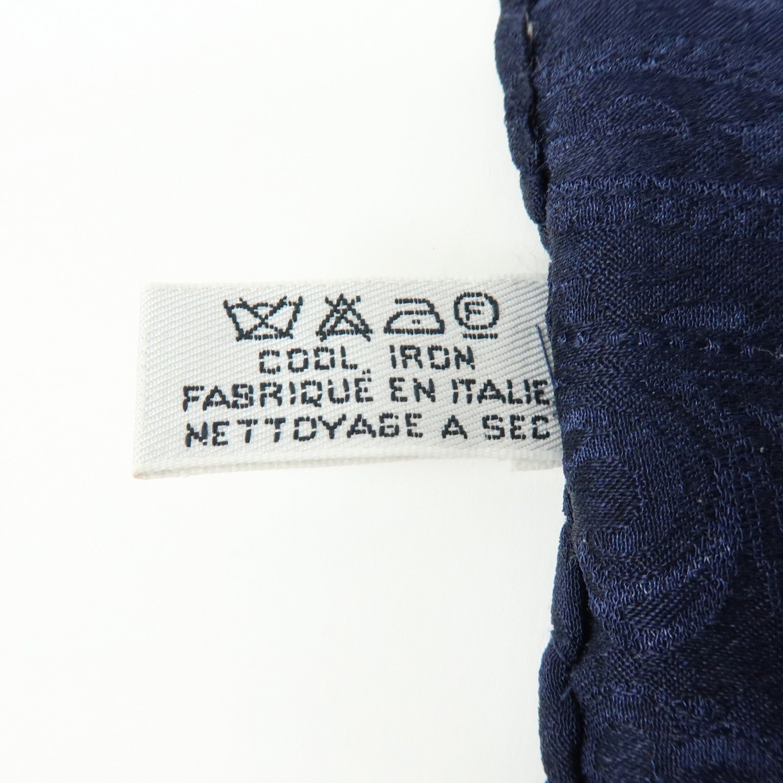 CHANEL COCO Mark Silk 100% Scarf Chain Motif Navy Gold