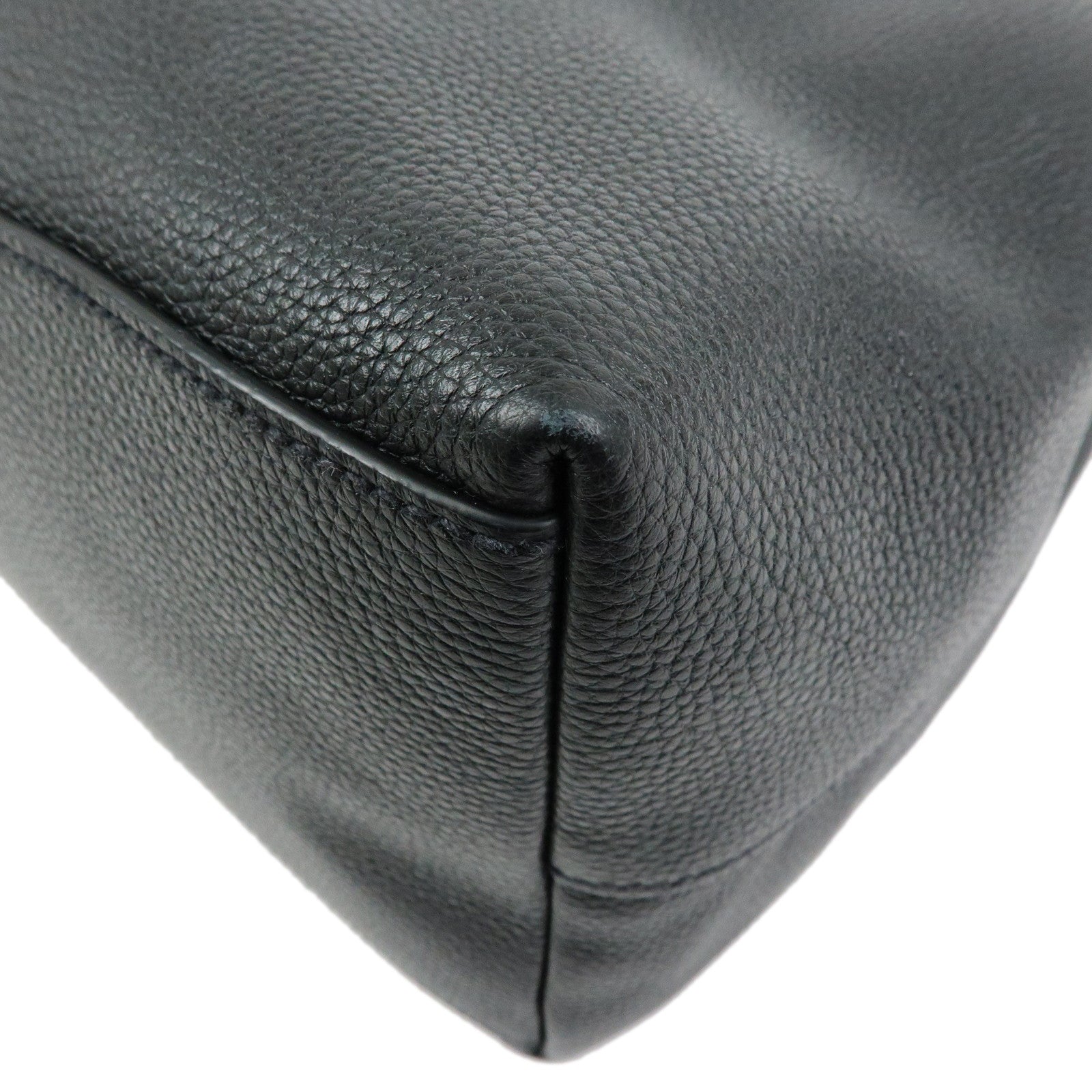 PRADA Logo Leather Shoulder Bag Hand Bag Black 1BC051