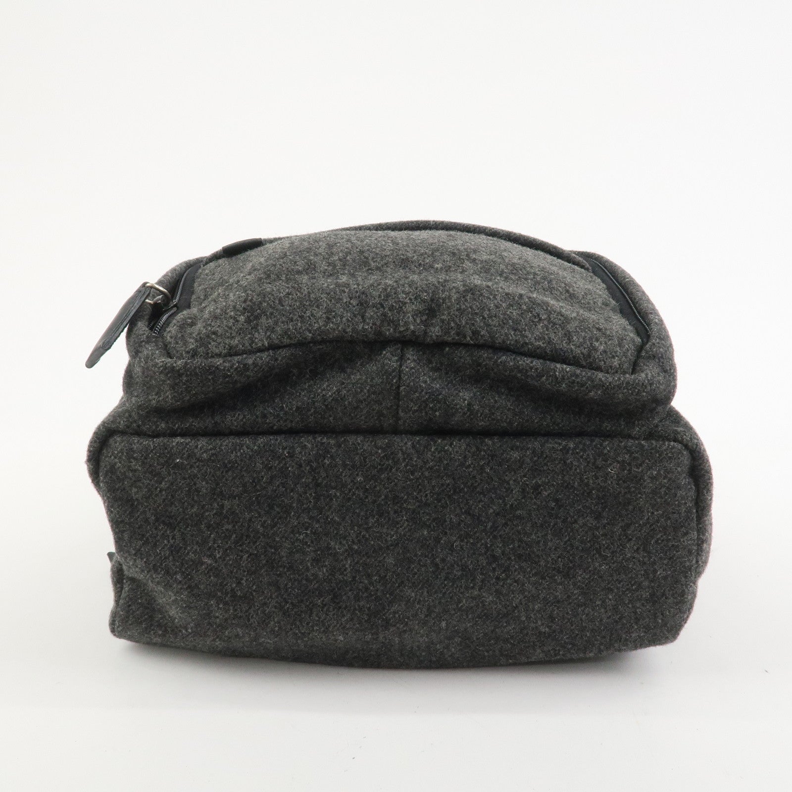 PRADA Triangle Logo Wool Canvas Backpack Rucksack Gray V203R