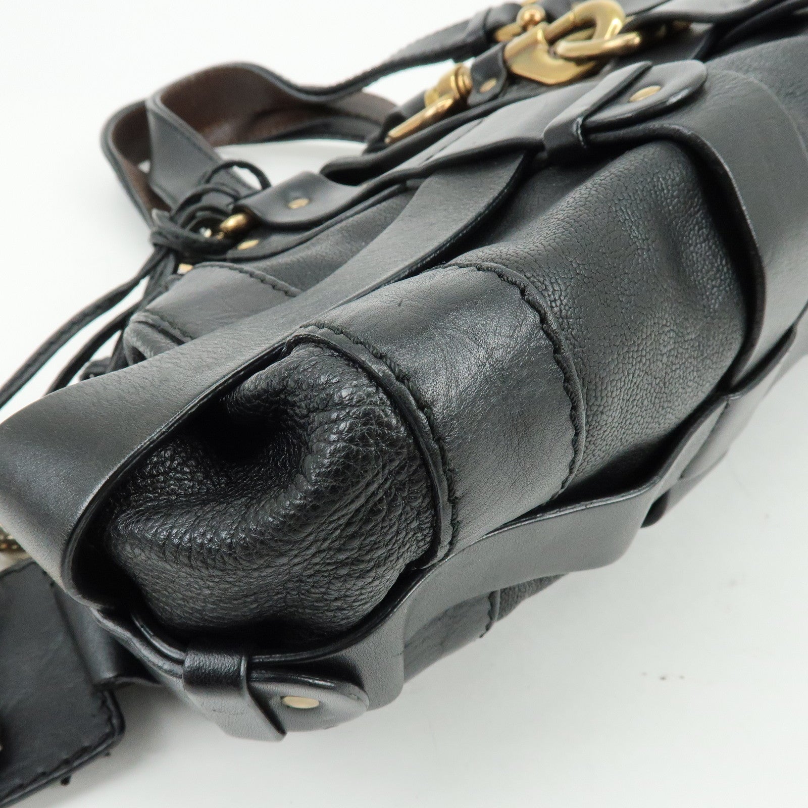 Chloe Kerala  Leather Tote Bag Hand Bag Horseshoe Charm Black