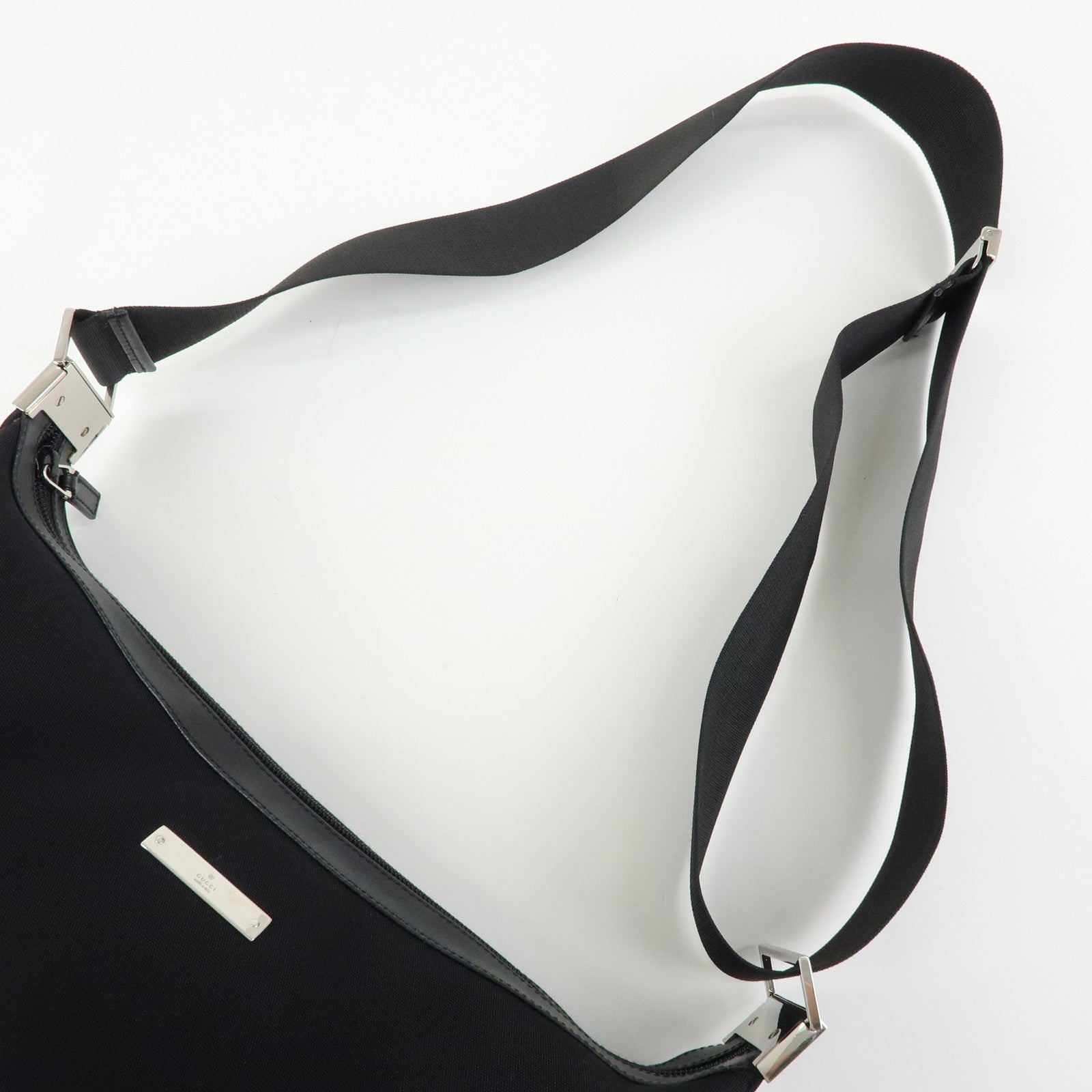 GUCCI Nylon Leather Shoulder Bag Crossbody Bag Black 34037