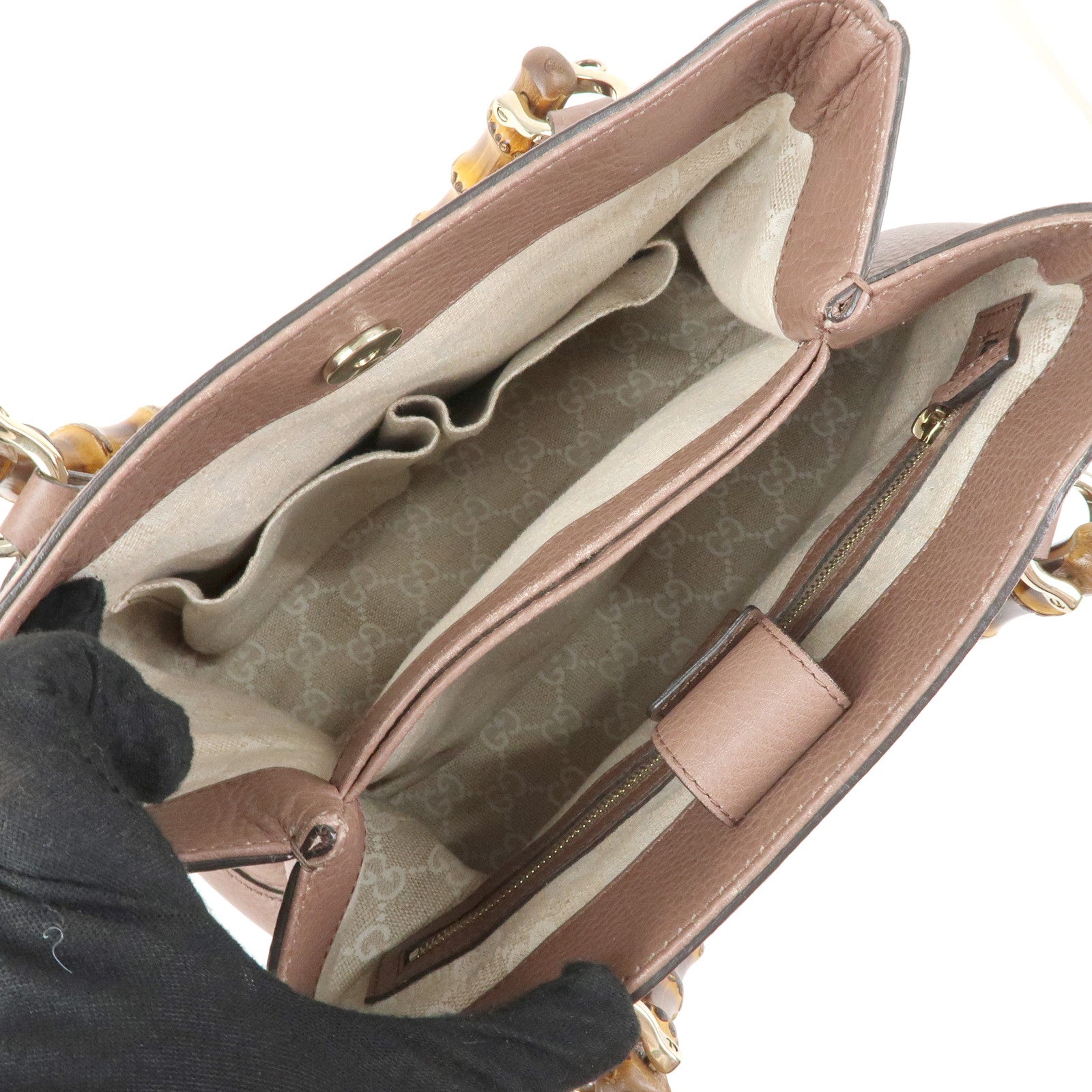 GUCCI Bamboo Diana Leather 2Way Shoulder Bag Hand Bag Brown 308360