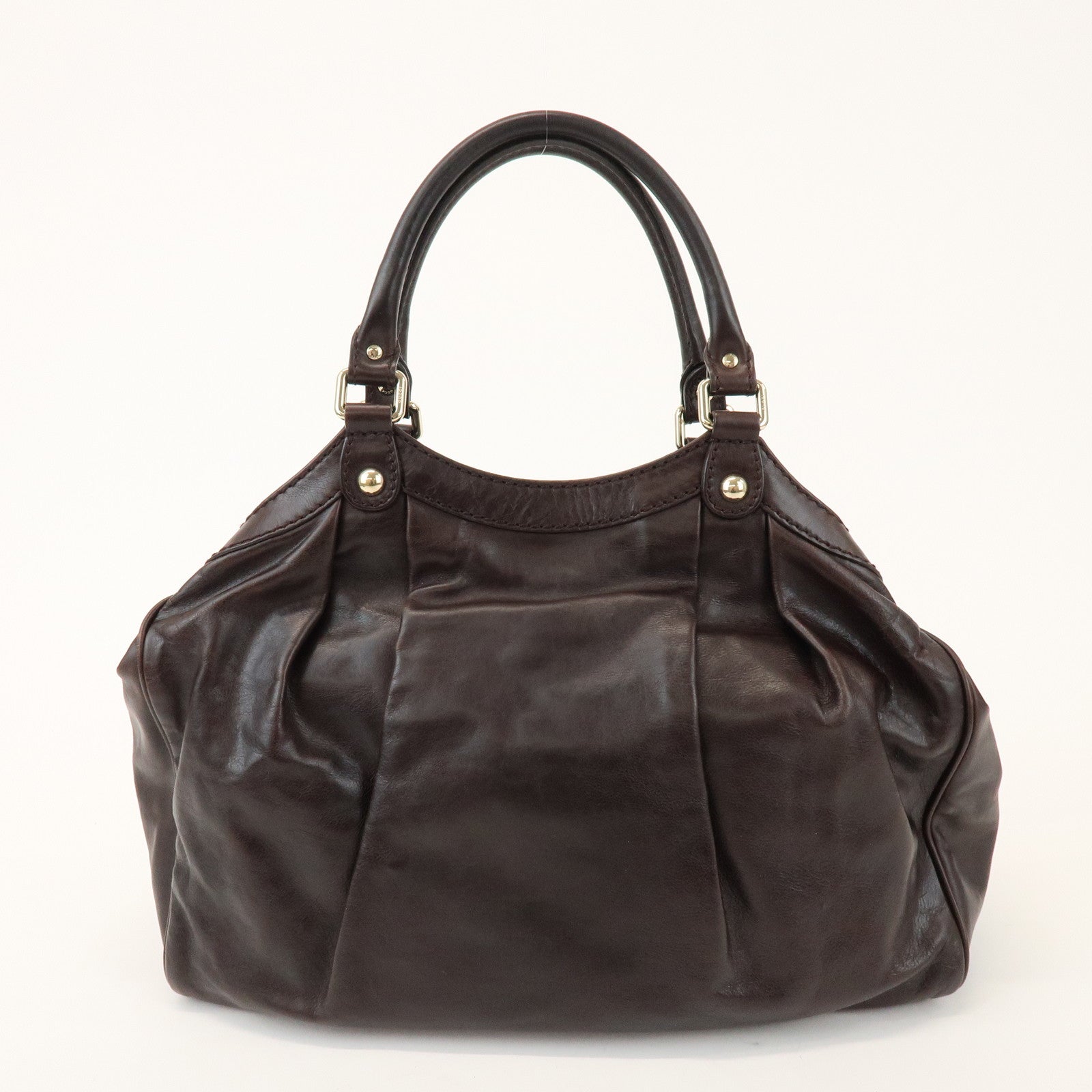 GUCCI Sukey Interlocking G Leather Tote Bag Hand Bag Brown 211944