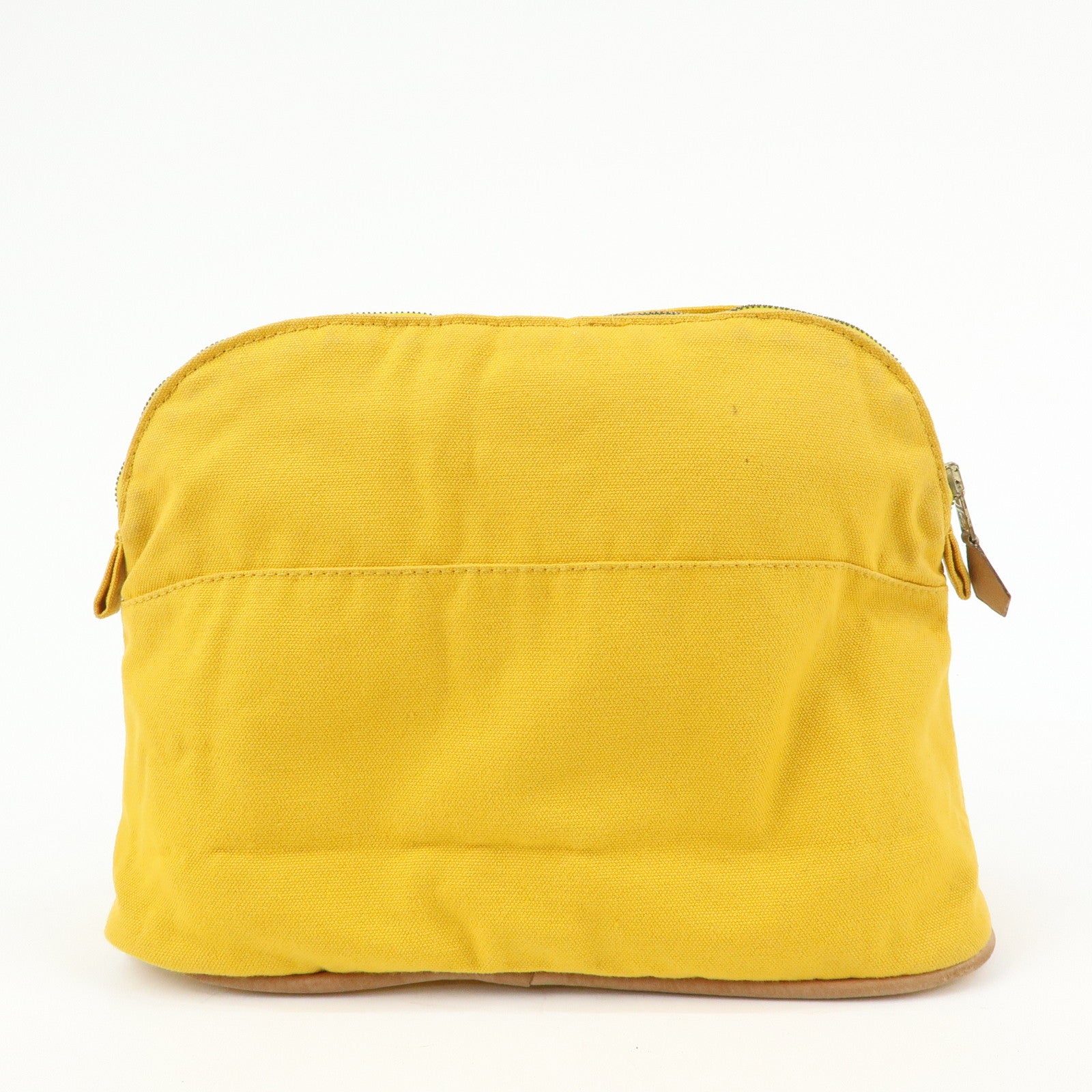 HERMES Bolide MM Canvas Leather Pouch Cosmetic Pouch Yellow