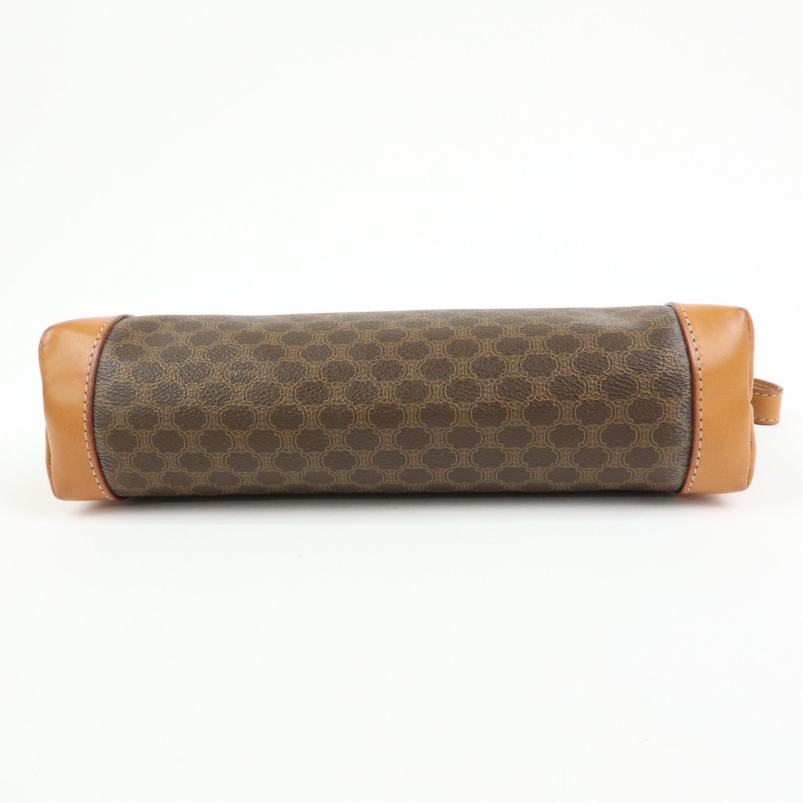 CELINE Macadam PVC Leather Clutch Bag Cosmetic Pouch Brown