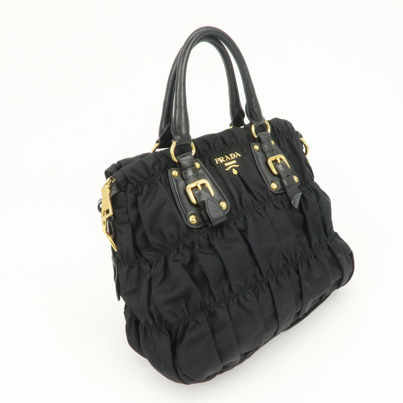 PRADA Nylon Leather 2Way Hand Bag Shoulder Bag Black BN1336